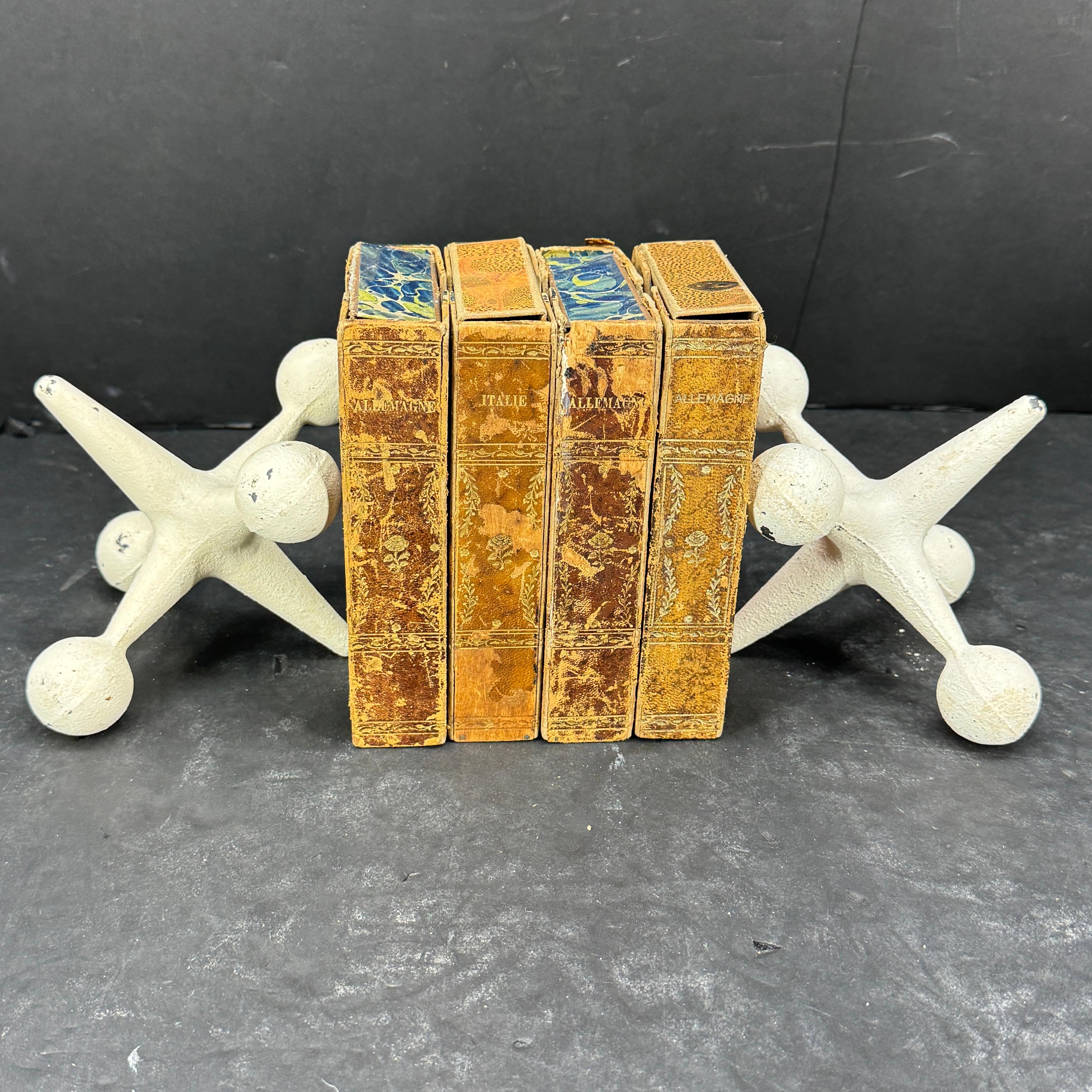 Cast Pair of Bill Curry White Jax Bookends or Door Stops, Mid Century Modern