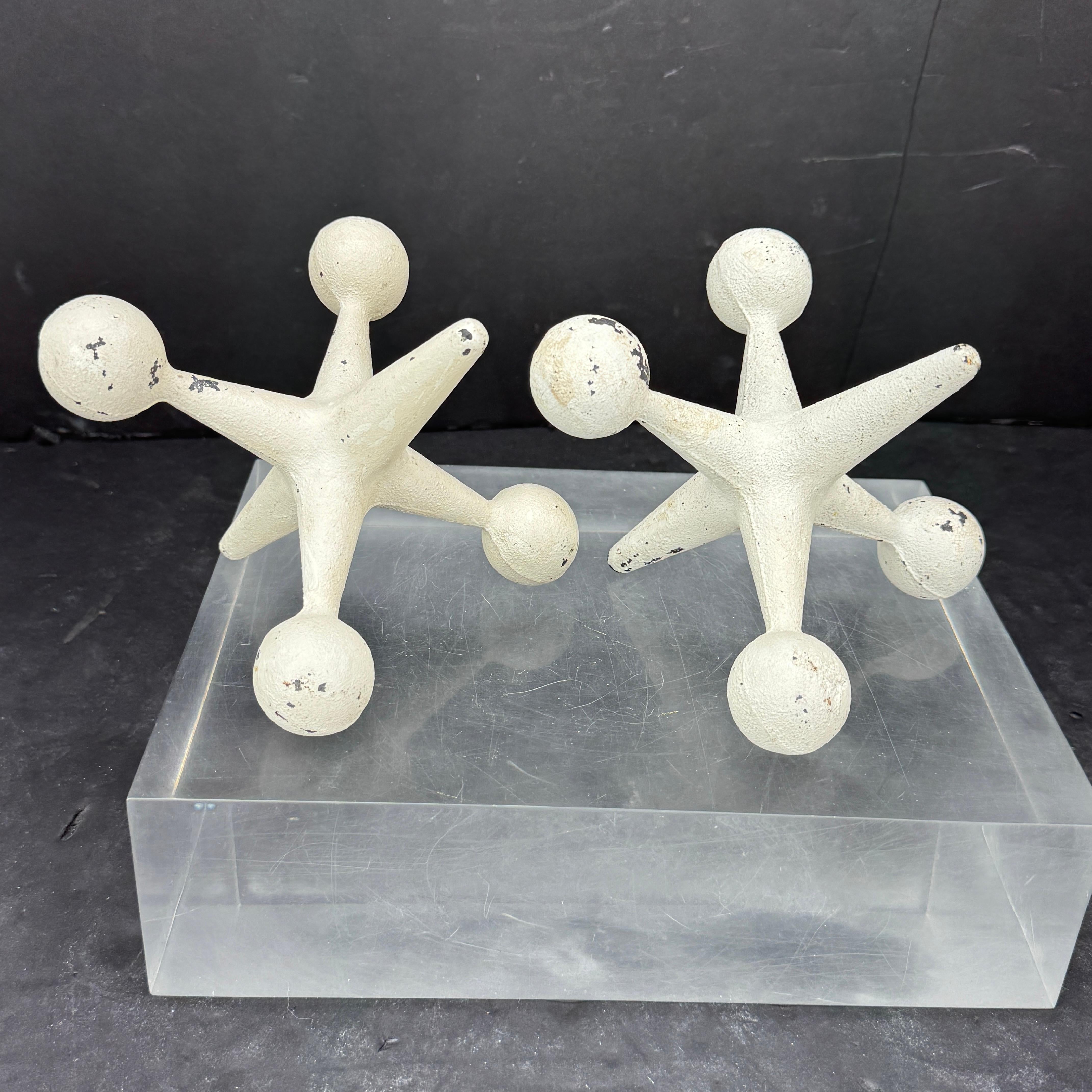 Mid-20th Century Pair of Bill Curry White Jax Bookends or Door Stops, Mid Century Modern