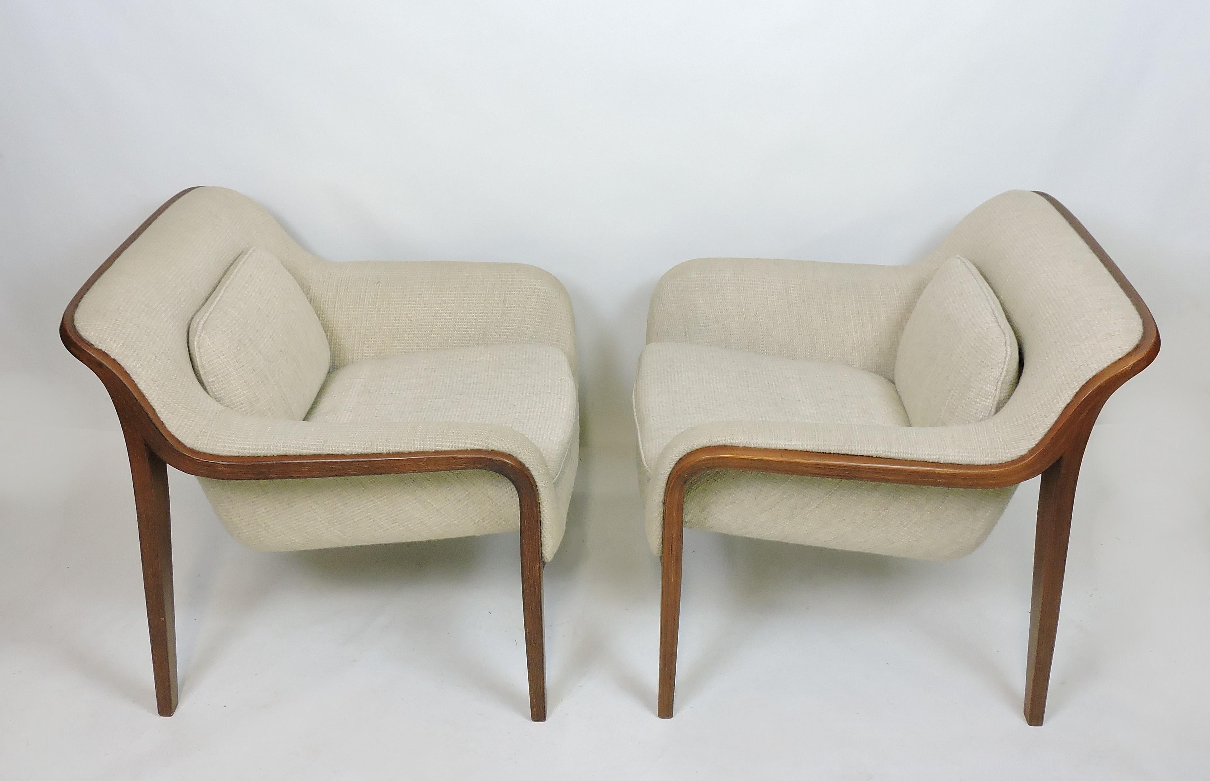 Pair of Bill Stephens Mid-Century Modern Bentwood Lounge Chairs for Knoll 9