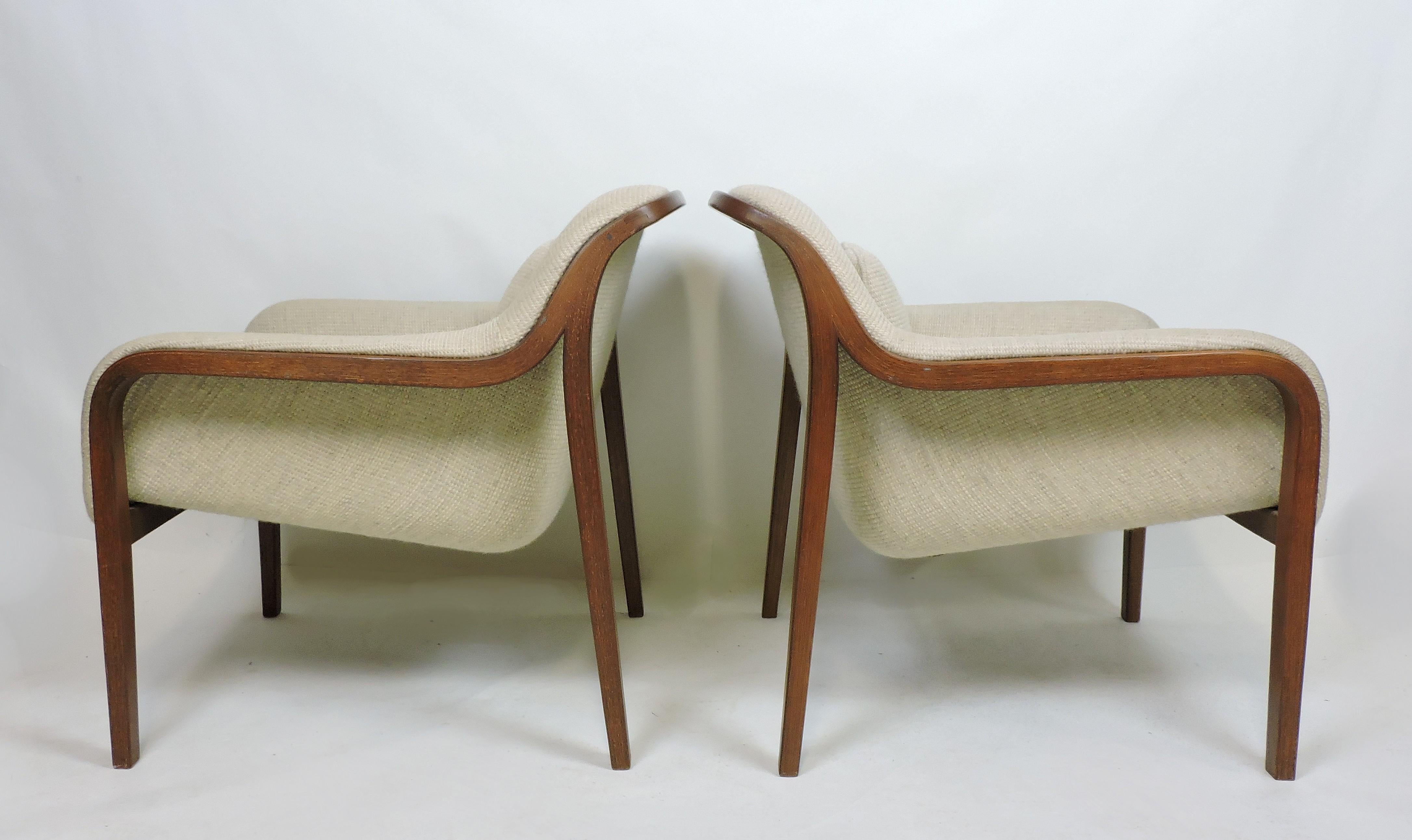 Late 20th Century Pair of Bill Stephens Mid-Century Modern Bentwood Lounge Chairs for Knoll