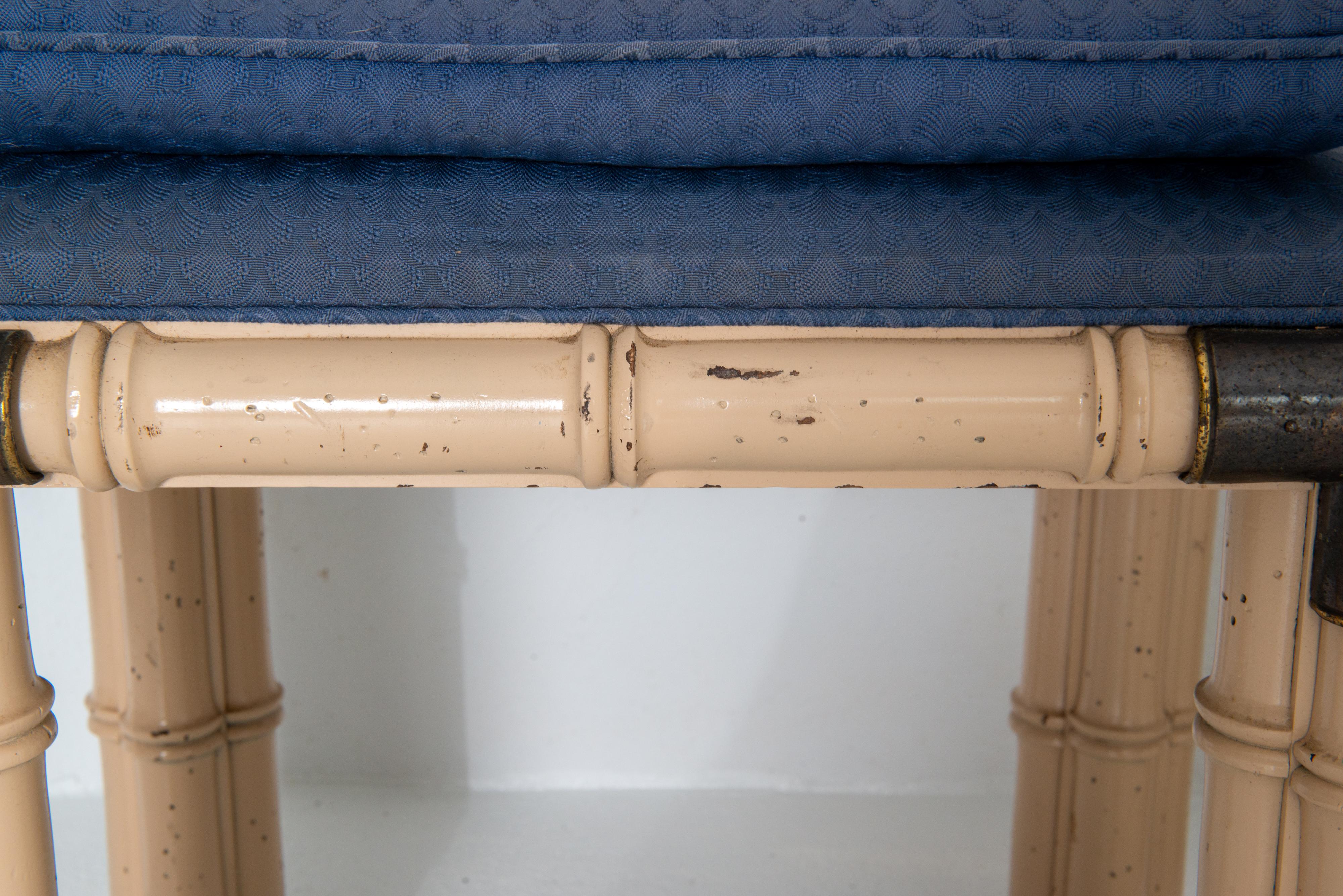 Pair of Billy Baldwin Faux Bamboo and Brass Rectangular Upholstered. Benches For Sale 6