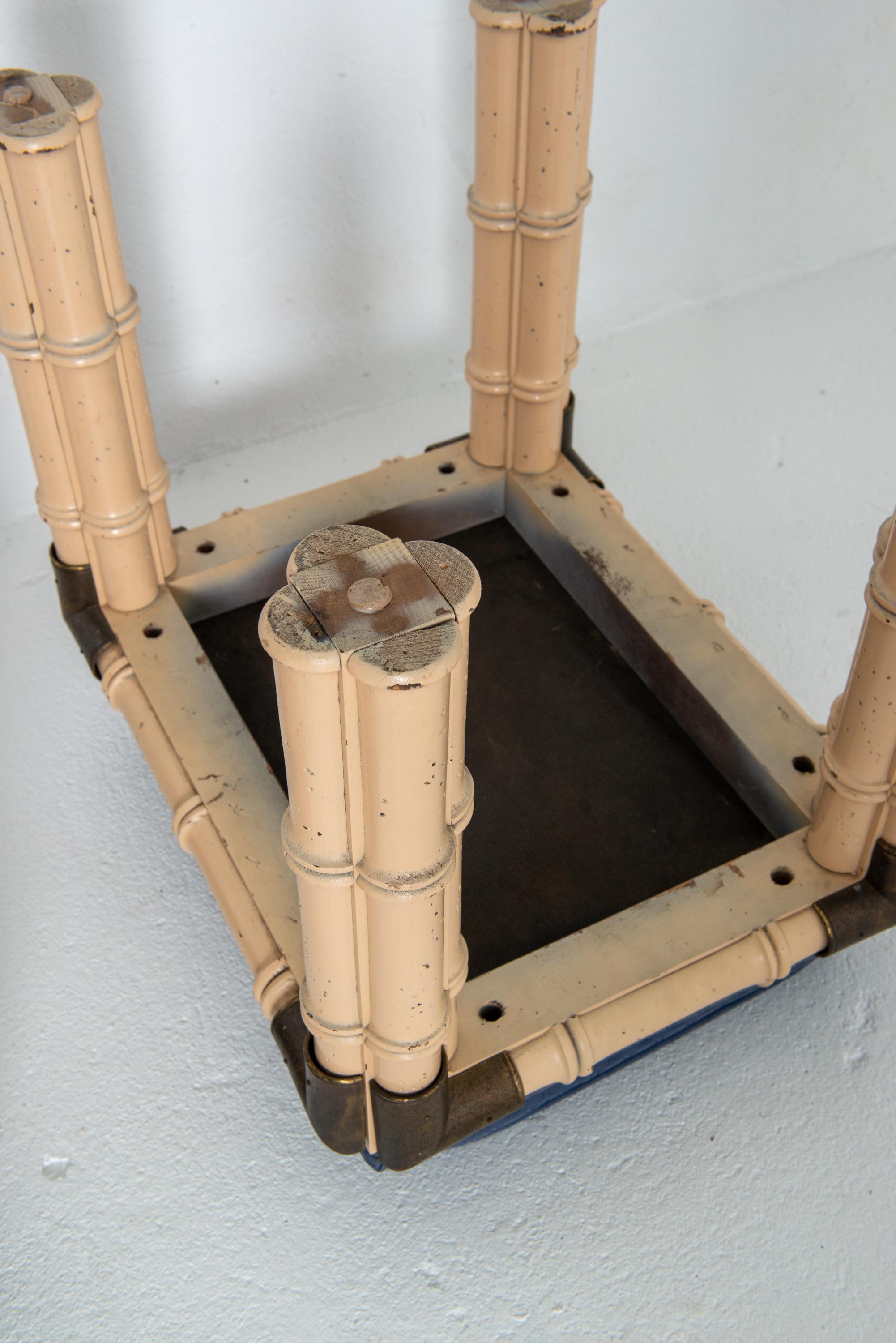 Pair of Billy Baldwin Faux Bamboo and Brass Rectangular Upholstered. Benches For Sale 8