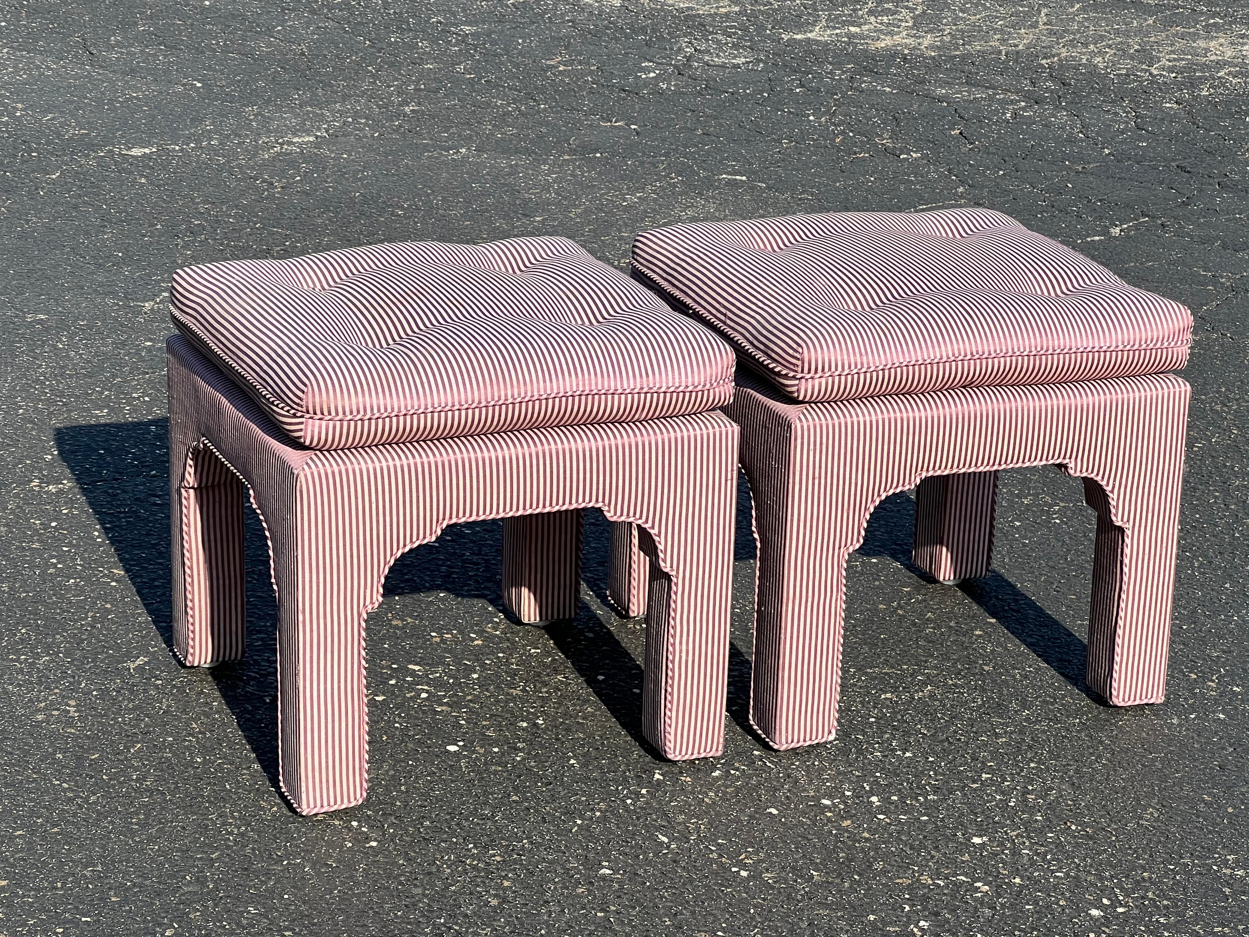 Late 20th Century Pair of Billy Baldwin Pillow Top Sculpted Ottomans For Sale
