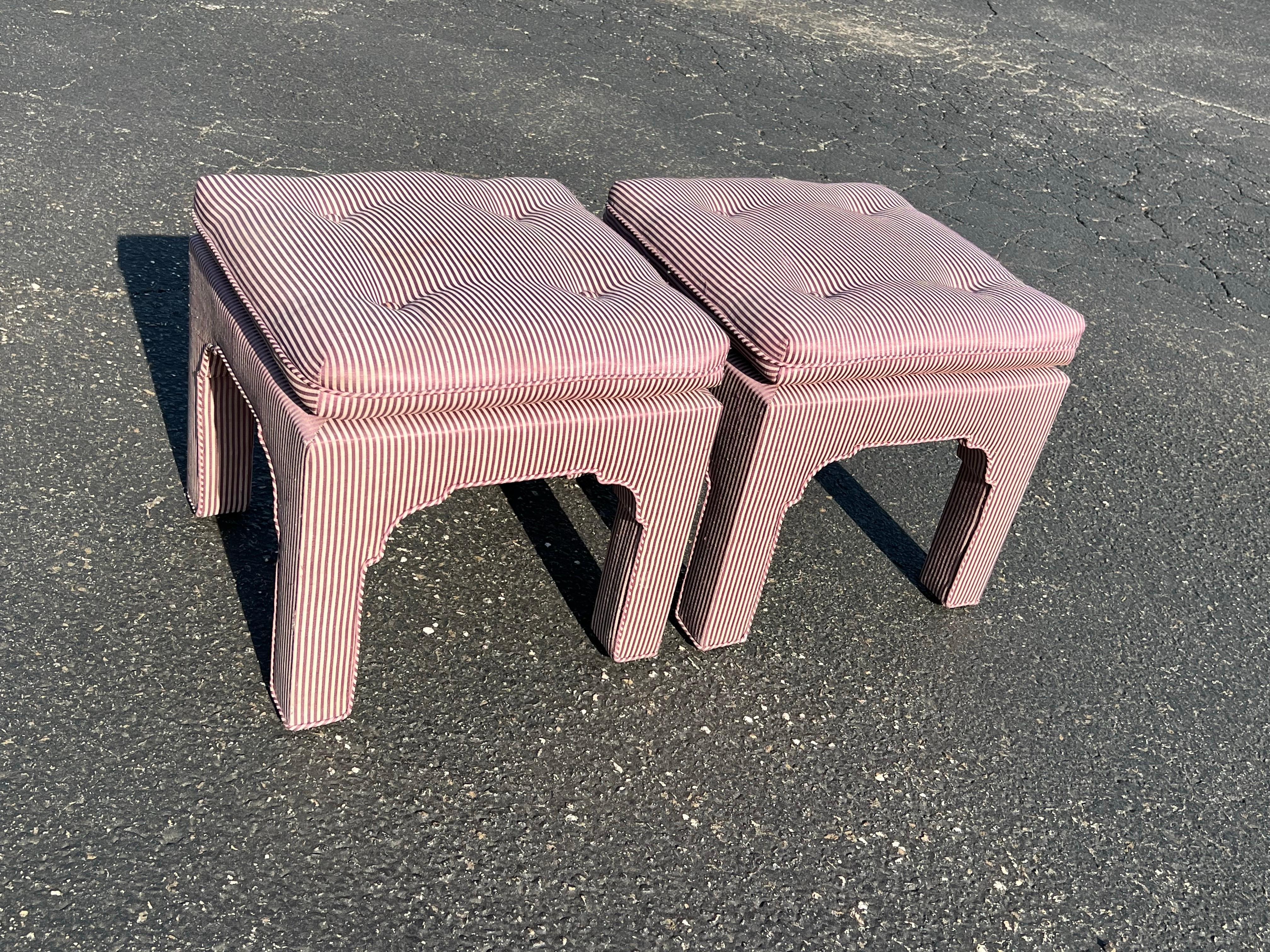 Pair of Billy Baldwin Pillow Top Sculpted Ottomans For Sale 1