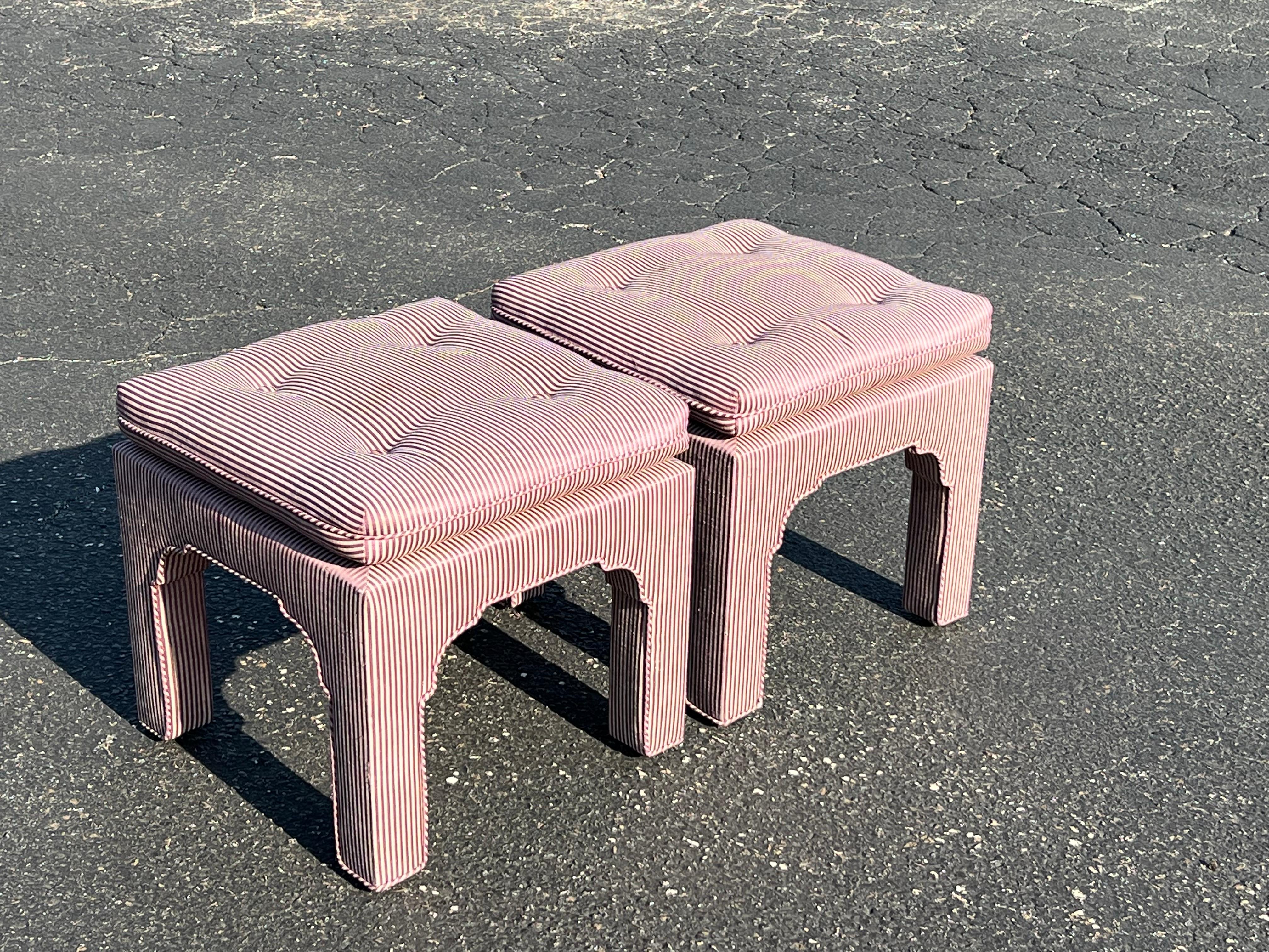Pair of Billy Baldwin Pillow Top Sculpted Ottomans For Sale 2