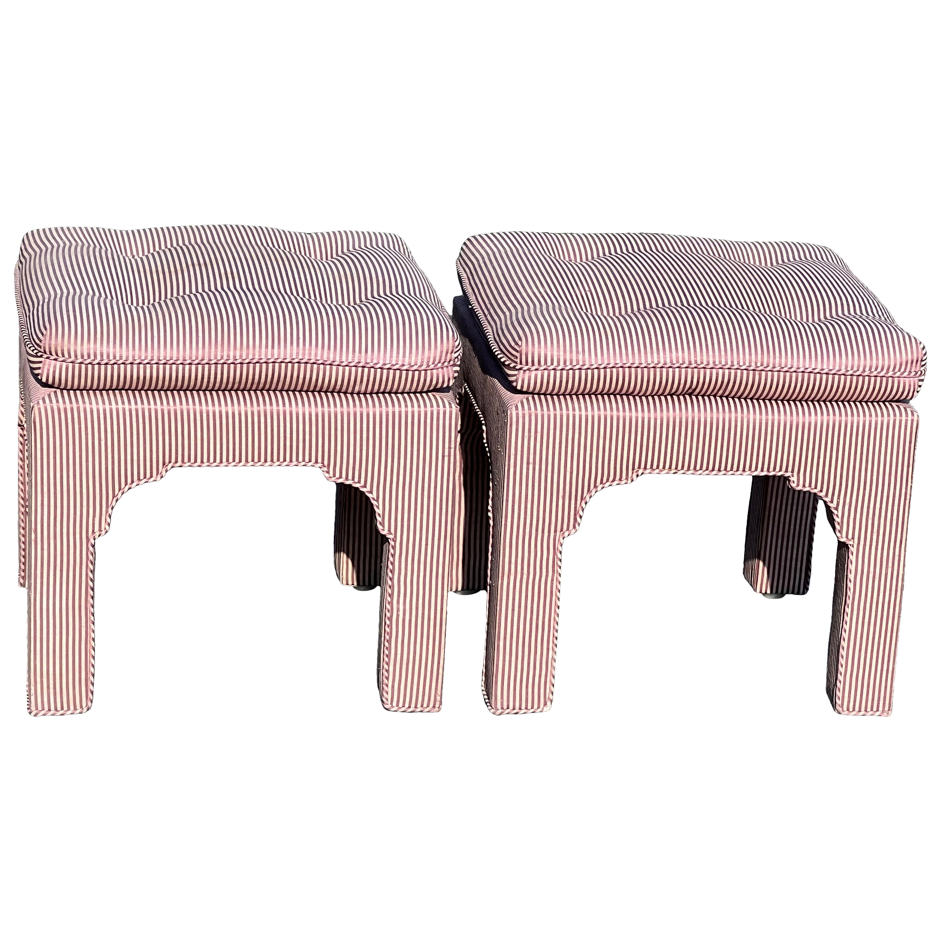 Pair of Billy Baldwin Pillow Top Sculpted Ottomans For Sale