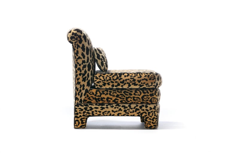 Pair of Billy Baldwin Regency Style Leopard Velvet Slipper Chairs, c. 1970s For Sale 4