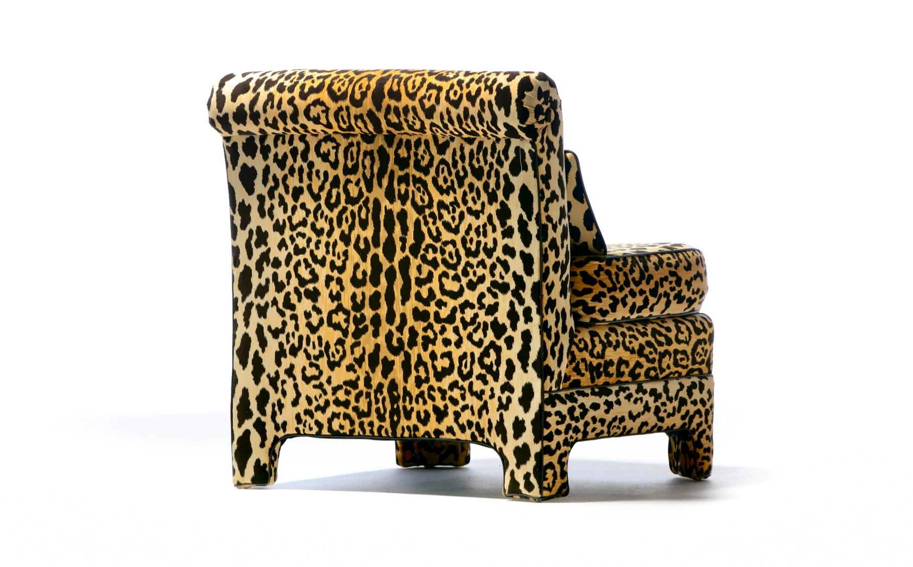 Pair of Billy Baldwin Regency Style Leopard Velvet Slipper Chairs, c. 1970s 6