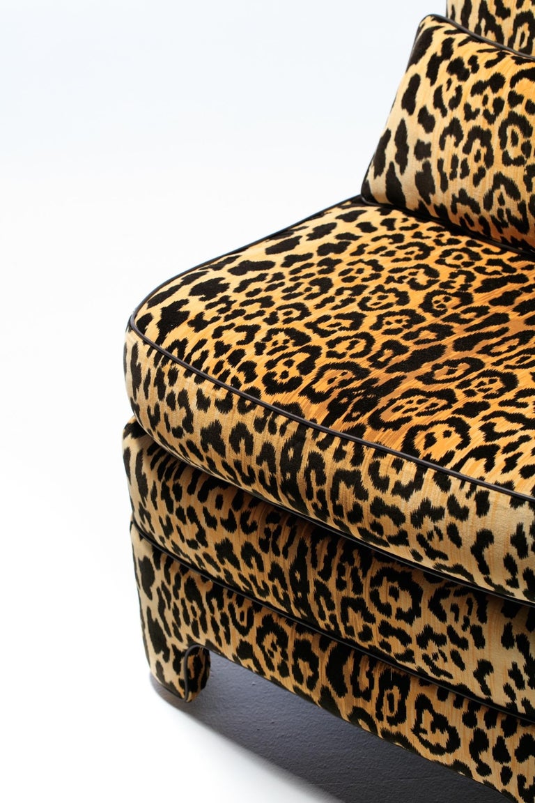 Pair of Billy Baldwin Regency Style Leopard Velvet Slipper Chairs, c. 1970s For Sale 10