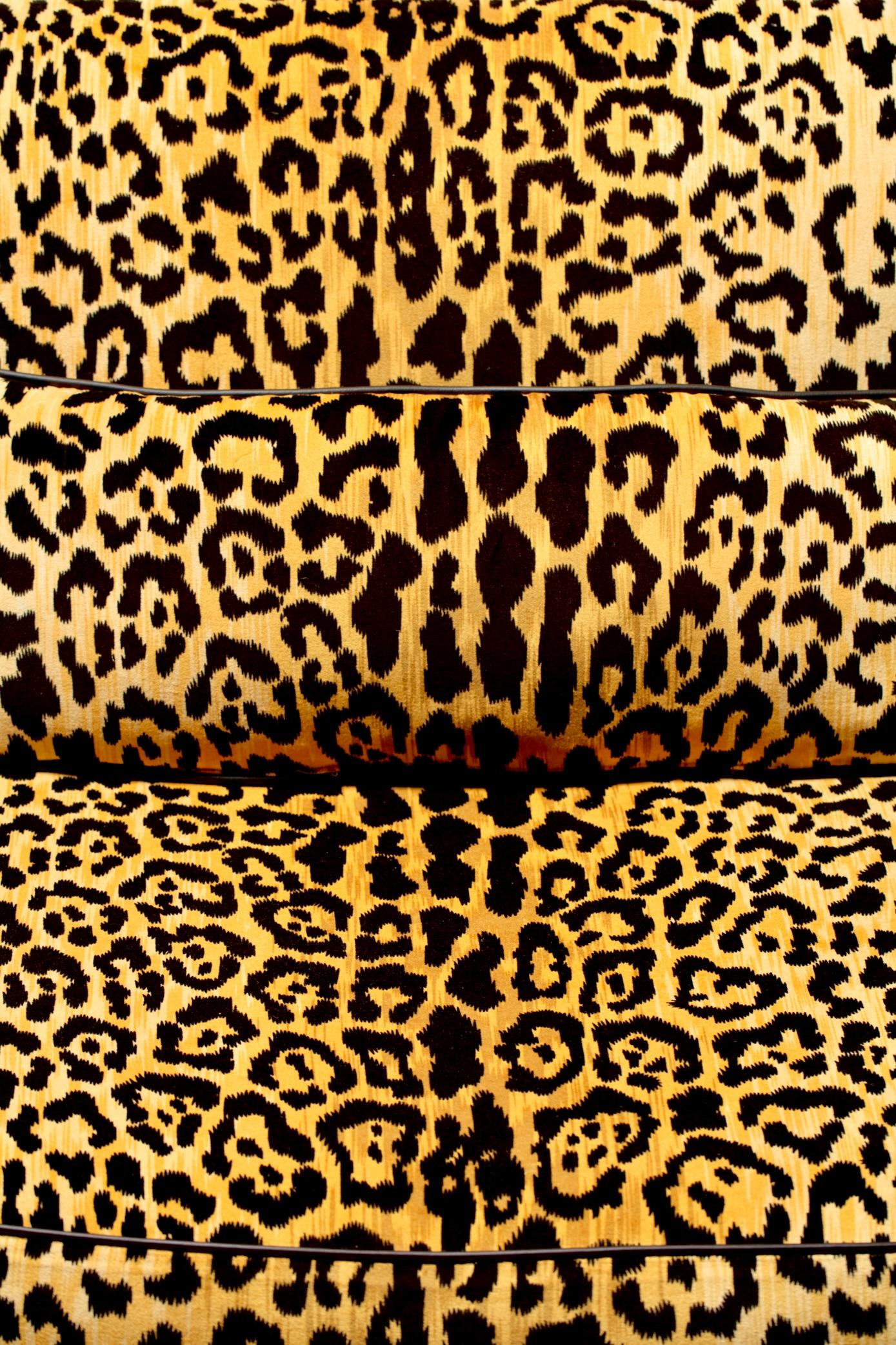 Pair of Billy Baldwin Regency Style Leopard Velvet Slipper Chairs, c. 1970s 11