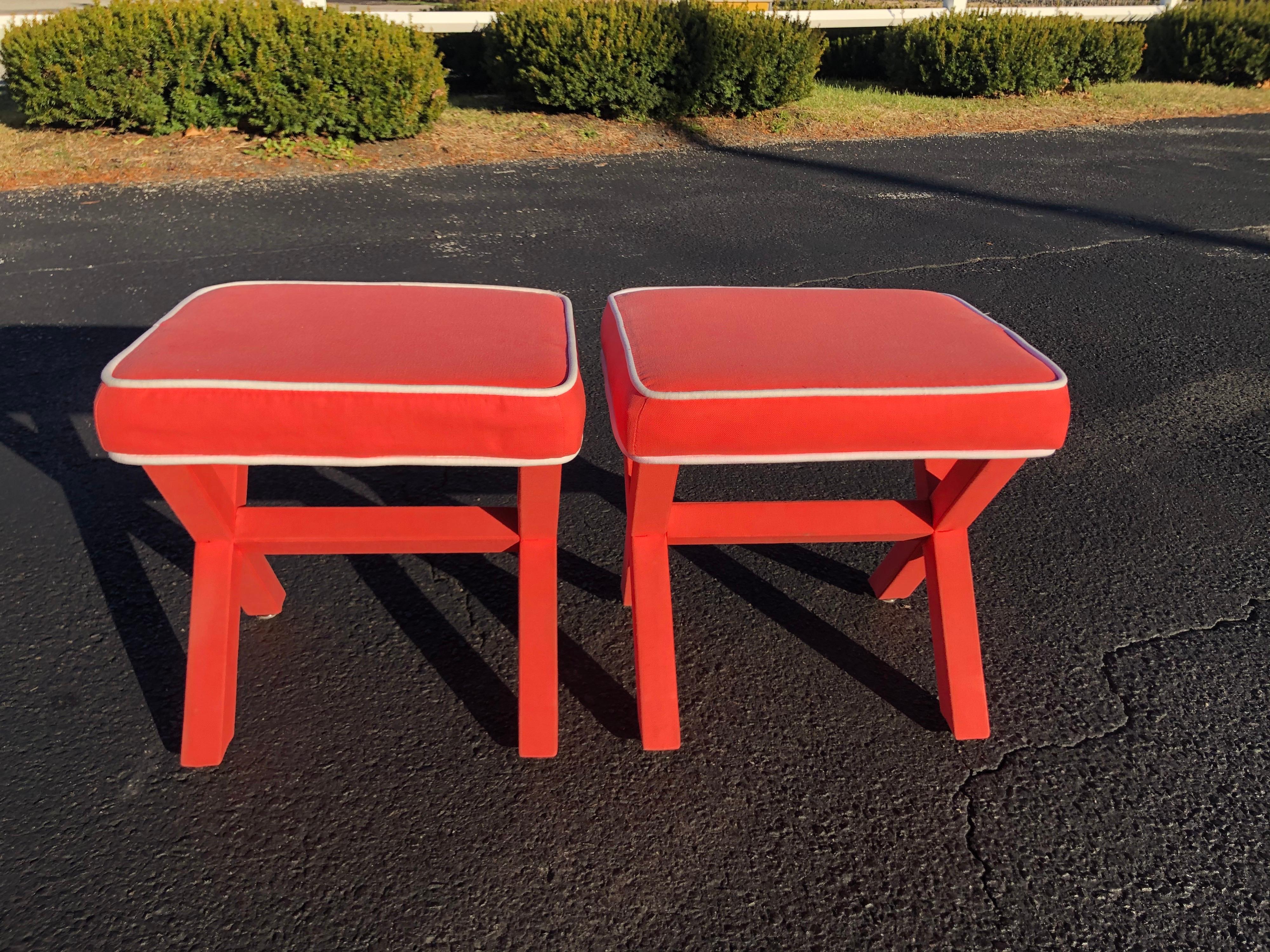 Pair of Billy Baldwin Style X Base Stools 11