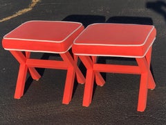 Pair of Billy Baldwin Style X Base Stools
