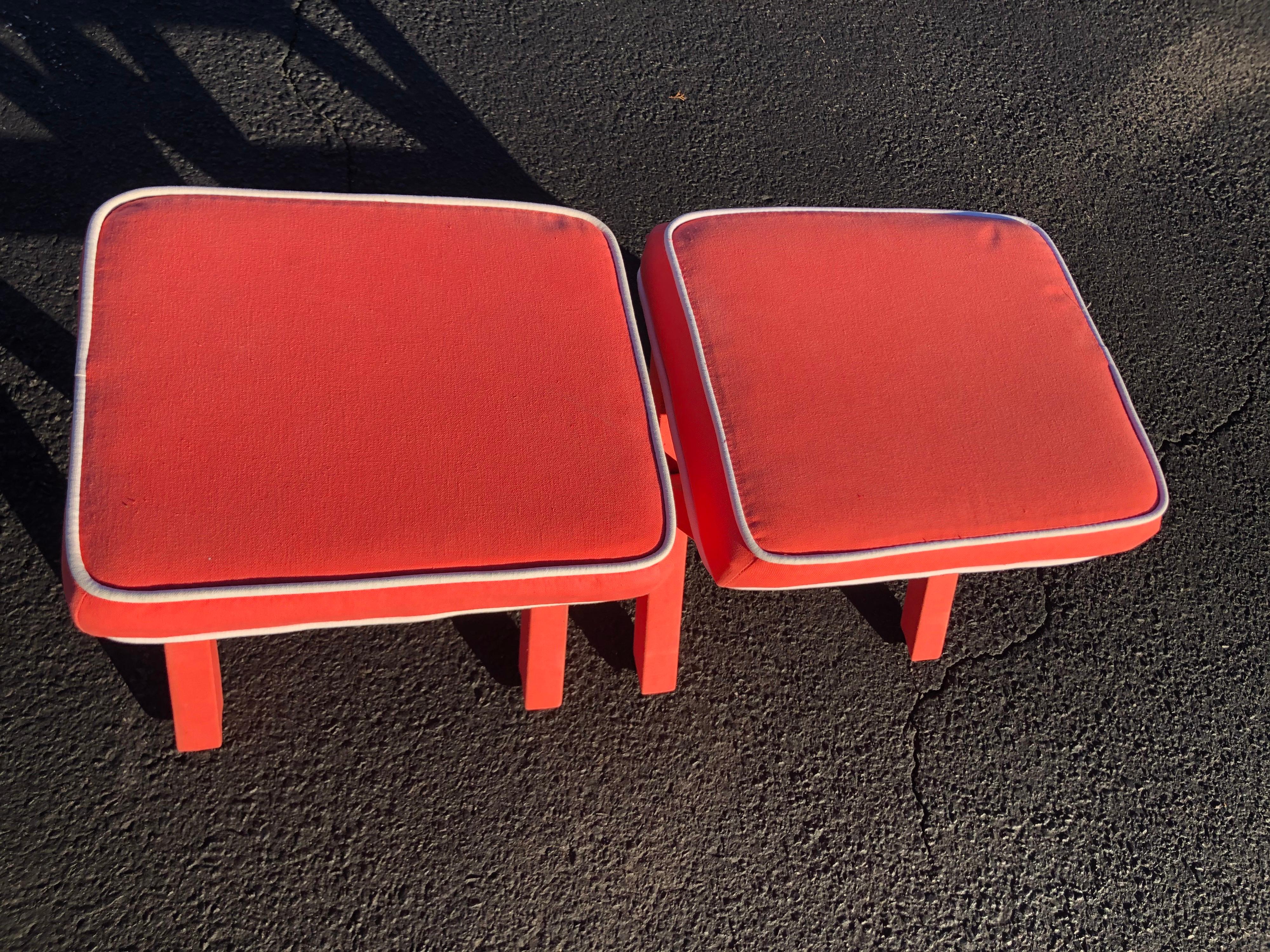 Pair of Billy Baldwin Style X Base Stools 3
