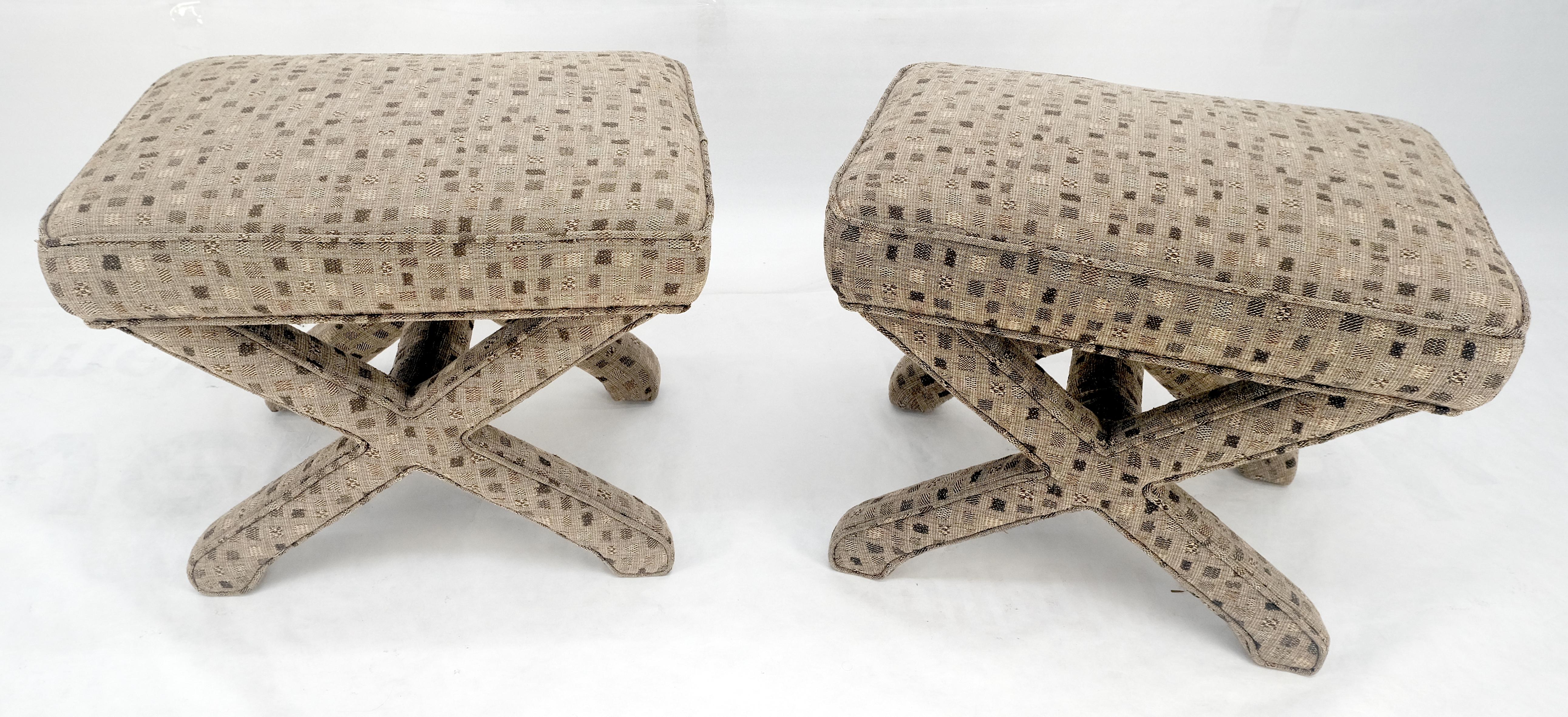 Pair of Billy Baldwin X bases decorative Upholstered benches c1970s  MINT For Sale 4