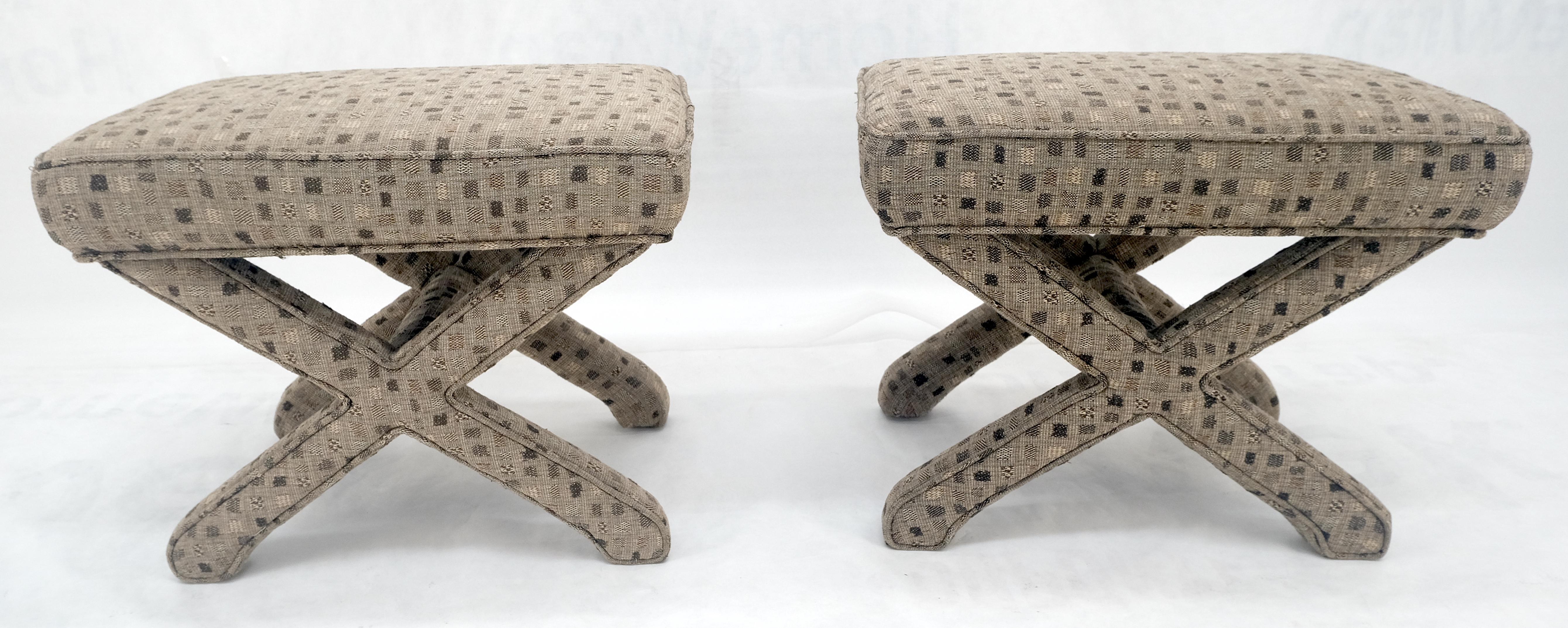American Pair of Billy Baldwin X bases decorative Upholstered benches c1970s  MINT For Sale