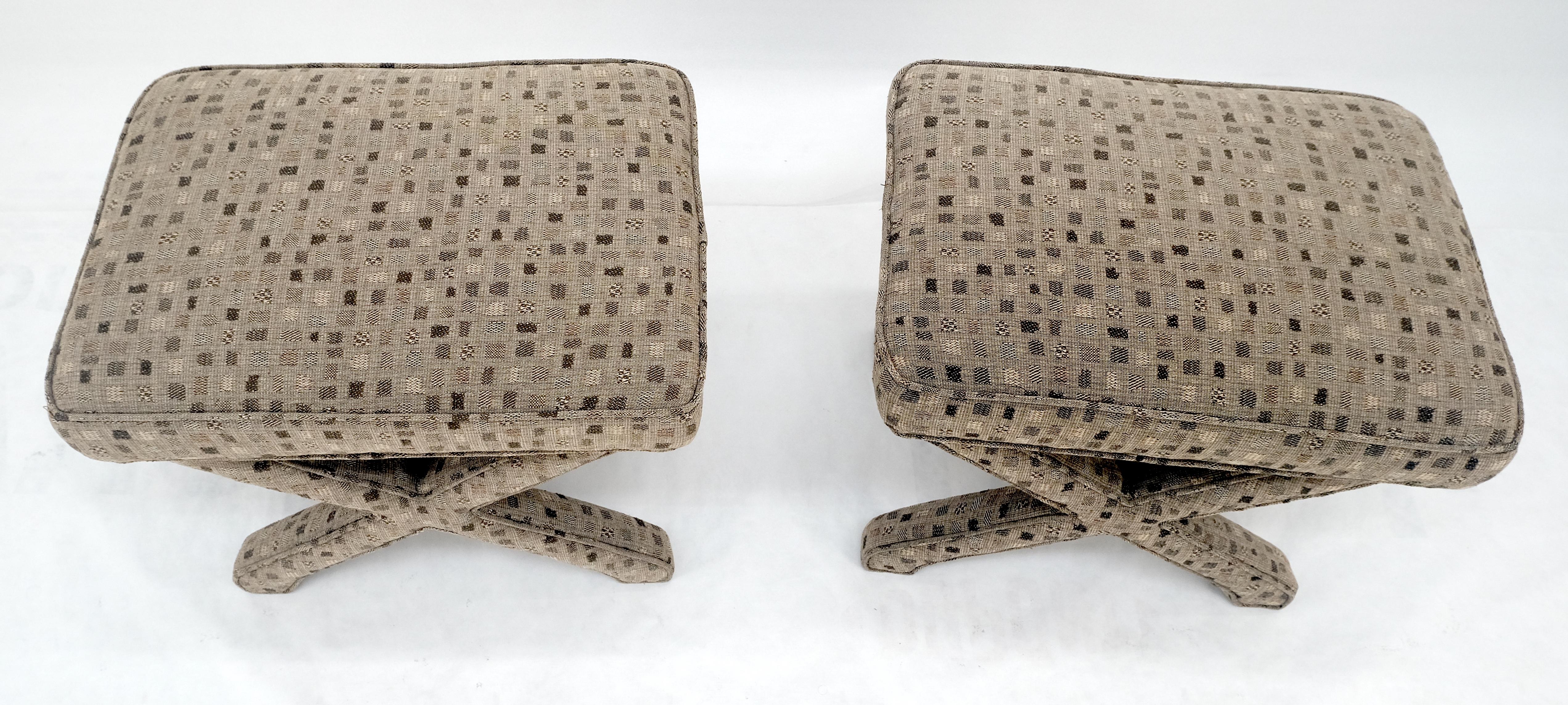 Pair of Billy Baldwin X bases decorative Upholstered benches c1970s  MINT In Excellent Condition For Sale In Rockaway, NJ