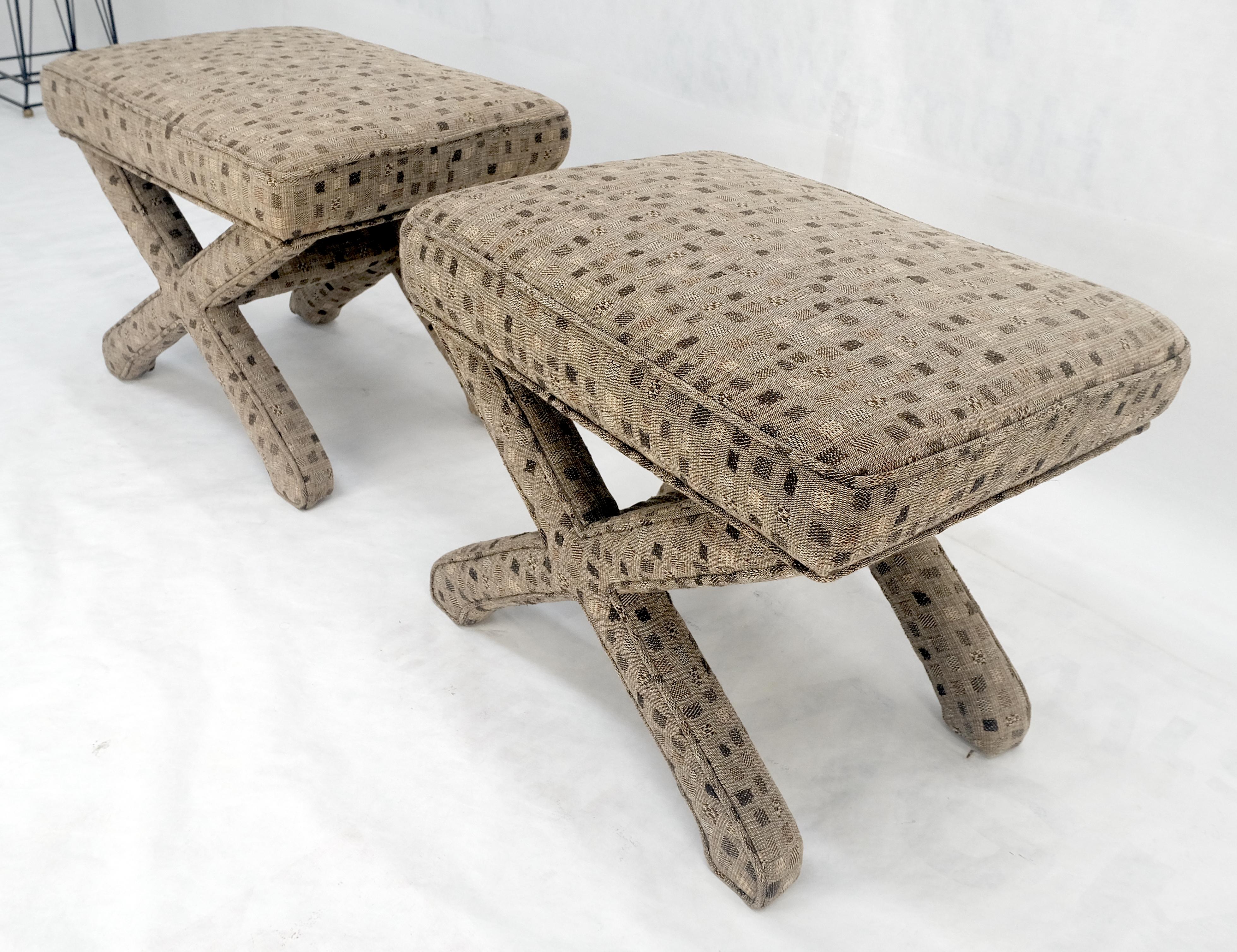 20th Century Pair of Billy Baldwin X bases decorative Upholstered benches c1970s  MINT For Sale