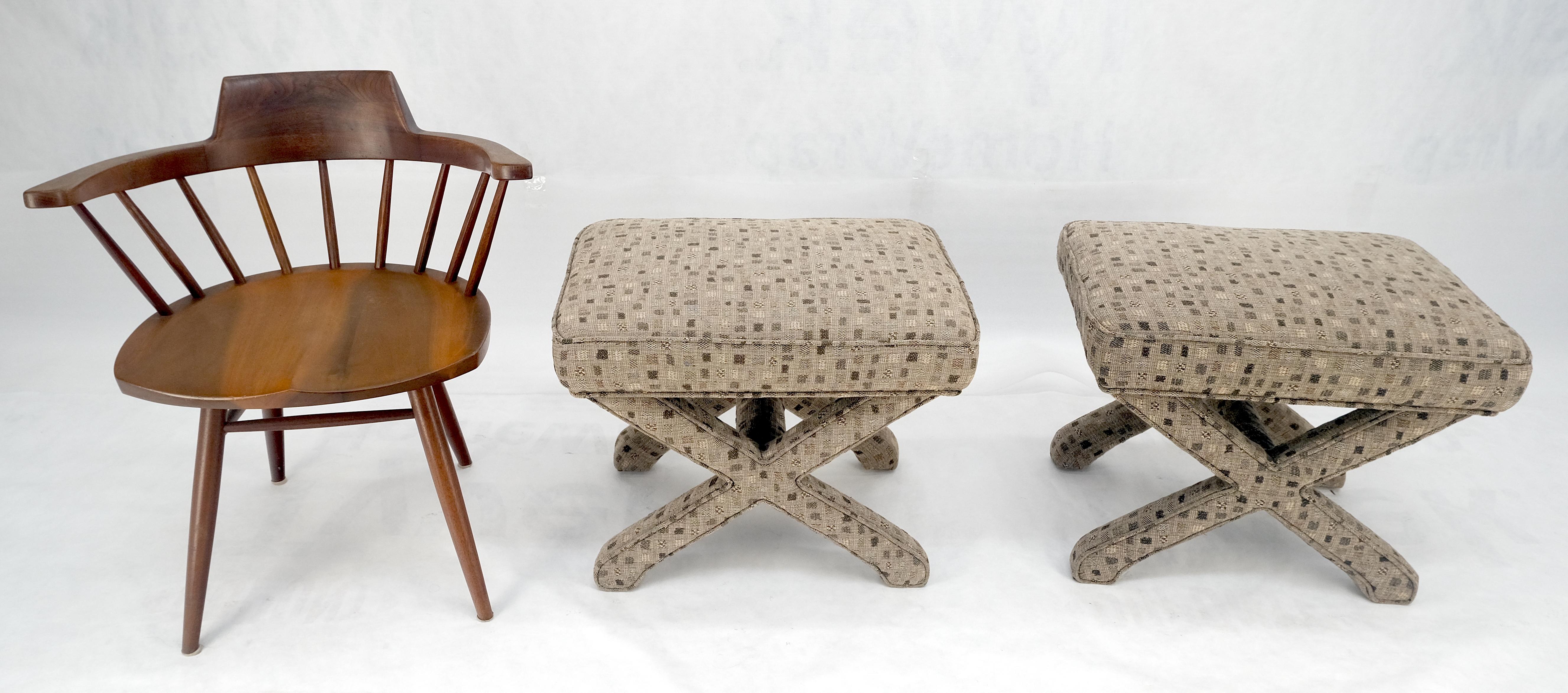 Pair of Billy Baldwin X bases decorative Upholstered benches c1970s  MINT For Sale 1