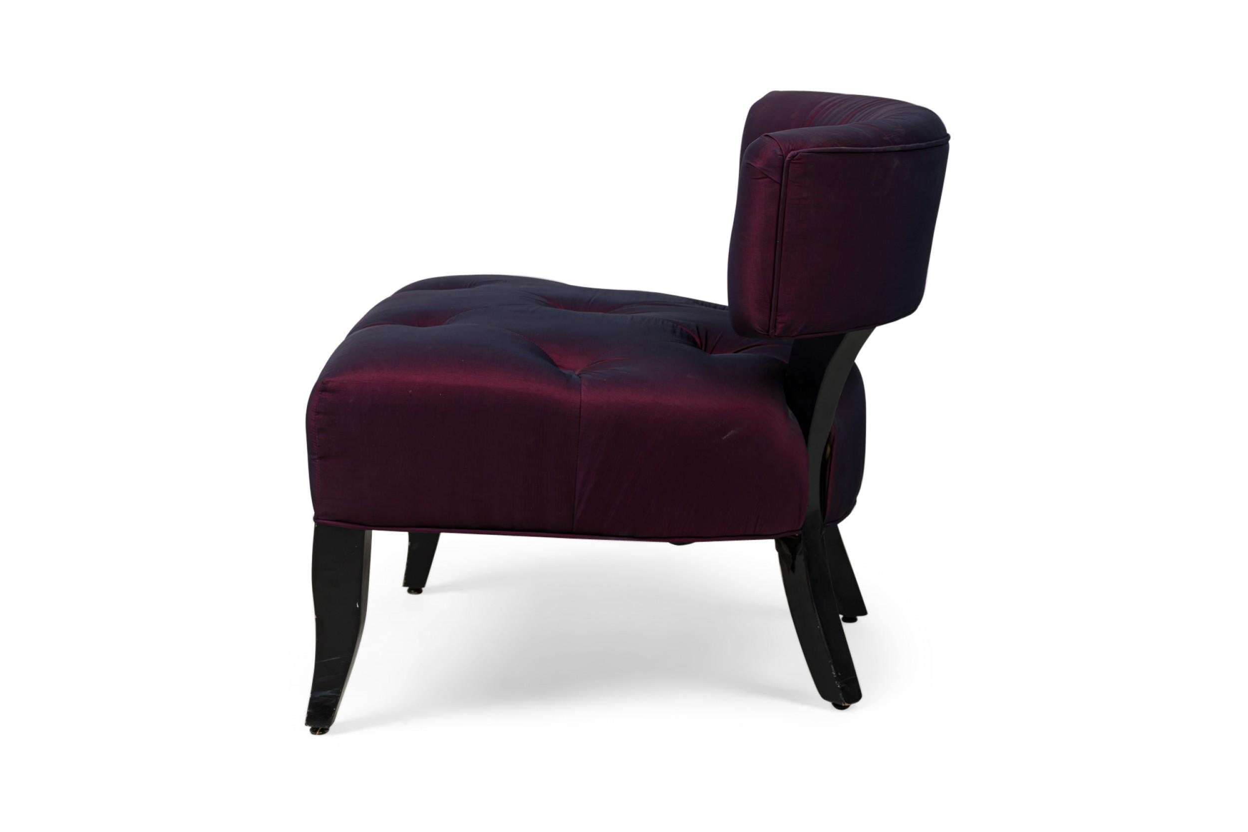 American Pair Hollywood Regency Slipper Chairs & Ottoman, attributed to Billy Haines