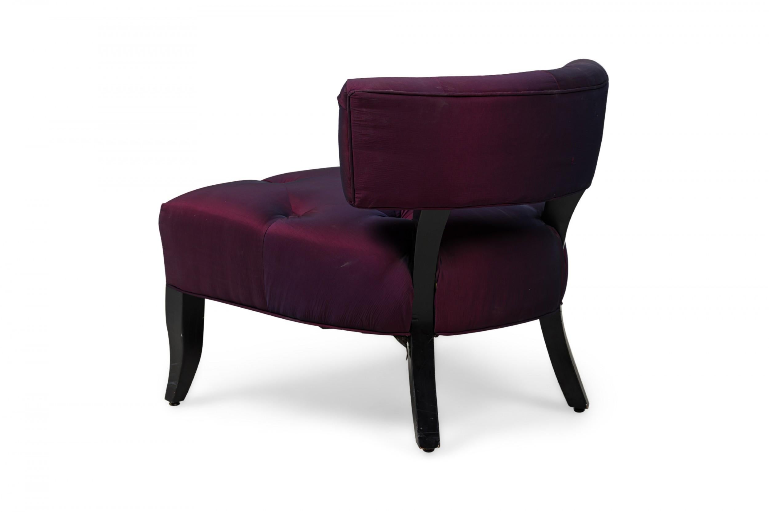 Pair Hollywood Regency Slipper Chairs & Ottoman, attributed to Billy Haines In Good Condition In Queens, NY