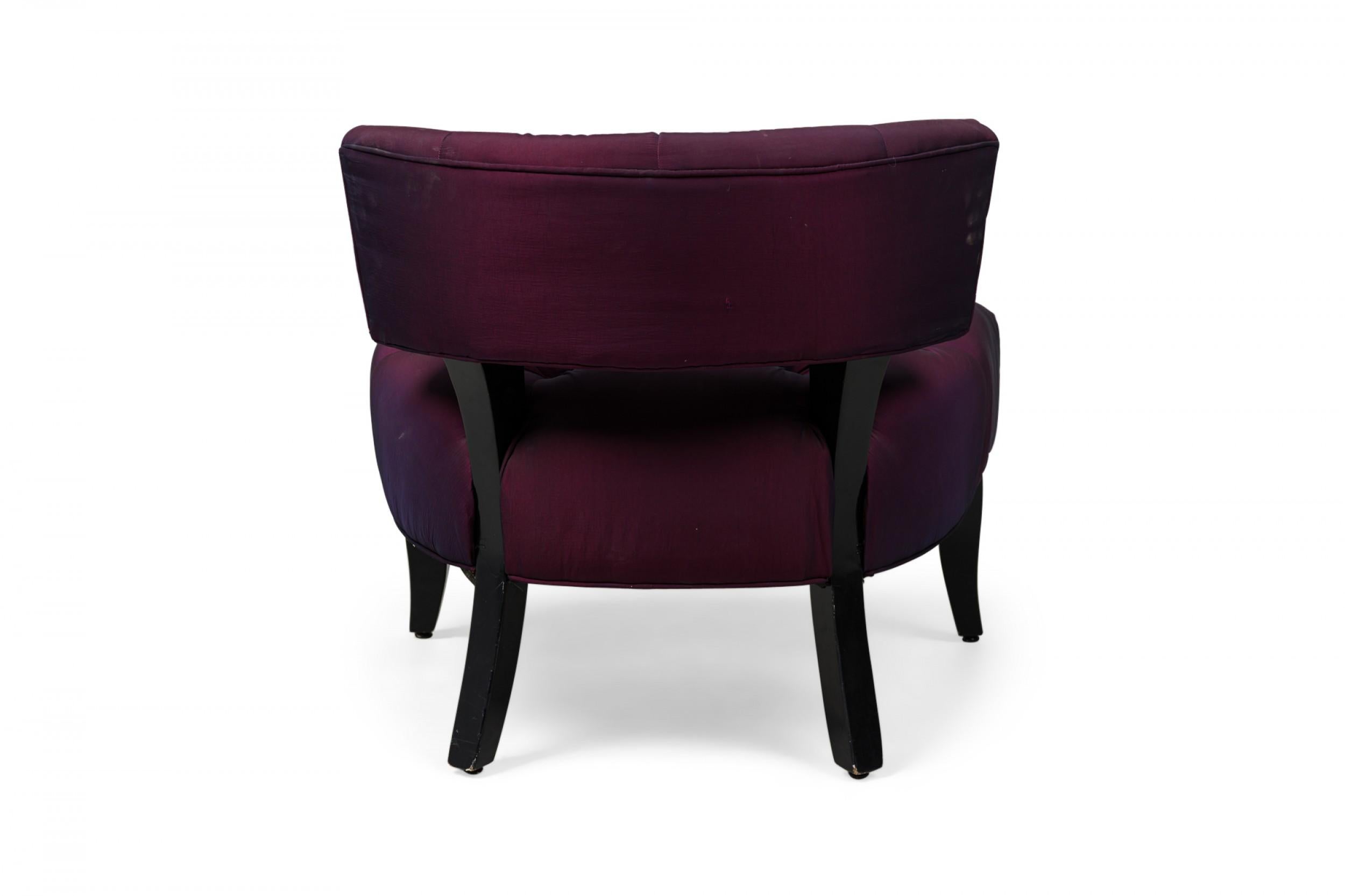 20th Century Pair Hollywood Regency Slipper Chairs & Ottoman, attributed to Billy Haines