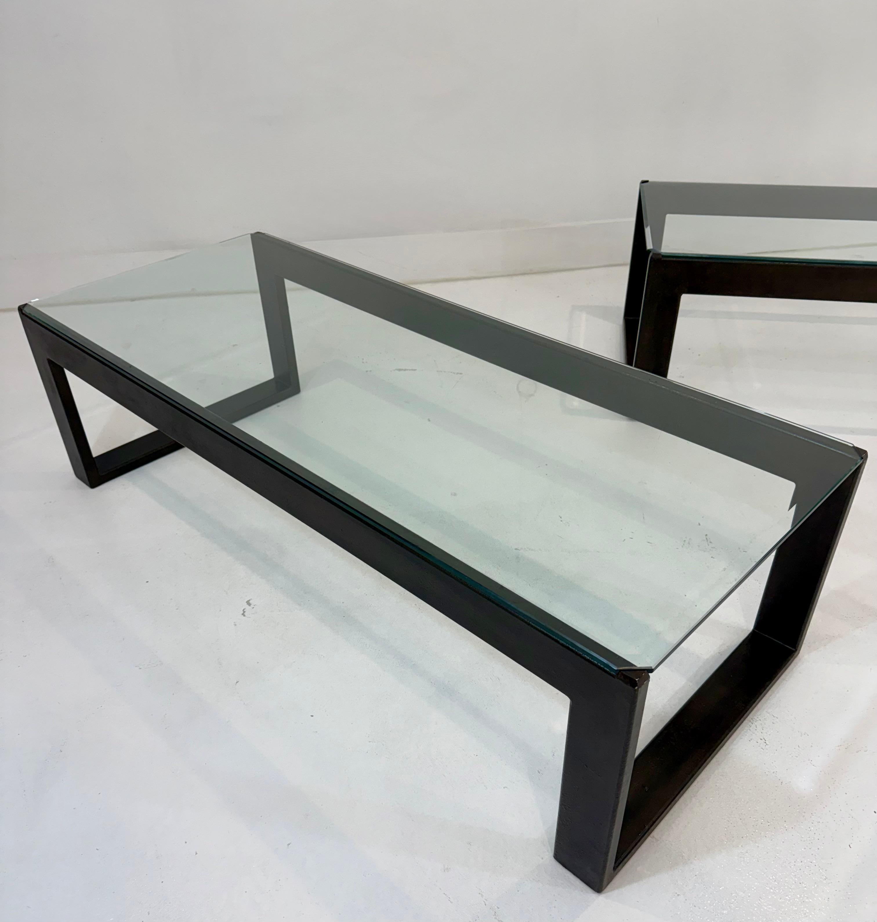 Paire de Cocktail Tables en métal et verre de Billy Haines pour I Douglas en vente 2