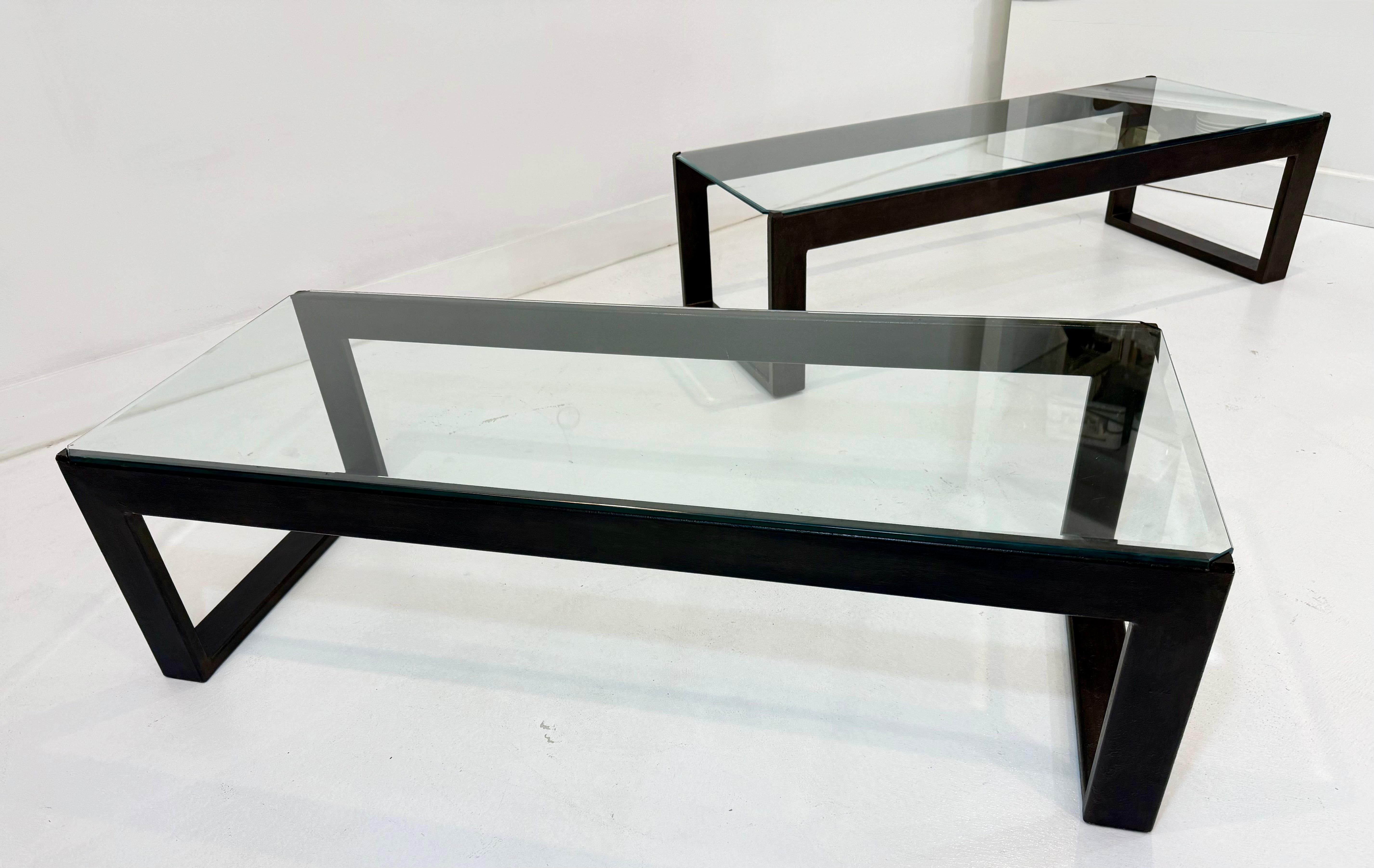 Paire de Cocktail Tables en métal et verre de Billy Haines pour I Douglas en vente 3