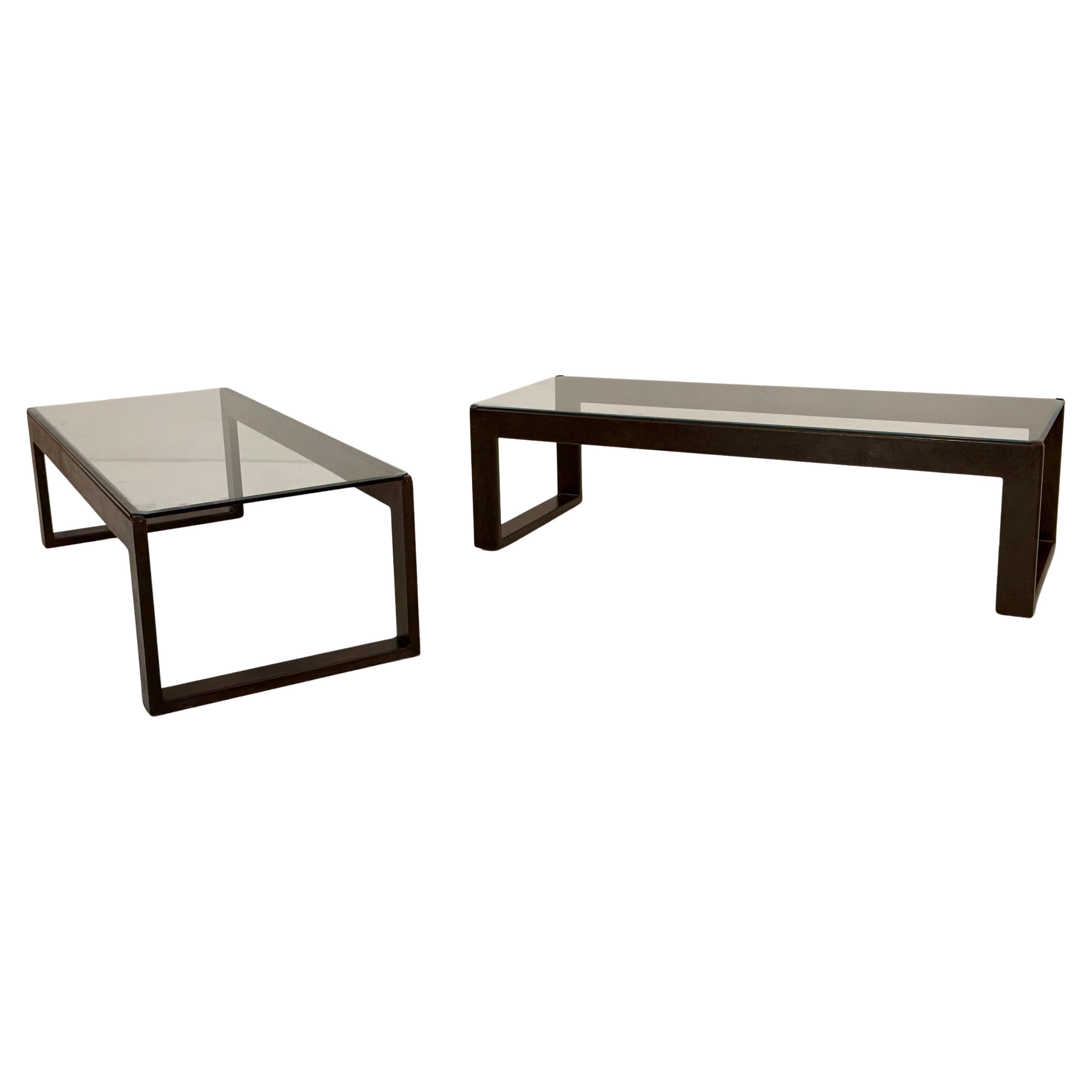 Paire de Cocktail Tables en métal et verre de Billy Haines pour I Douglas en vente