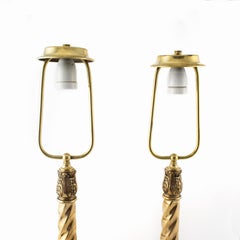 Pair of Bindesbøll Art Nouveau Bronze Table Lamps