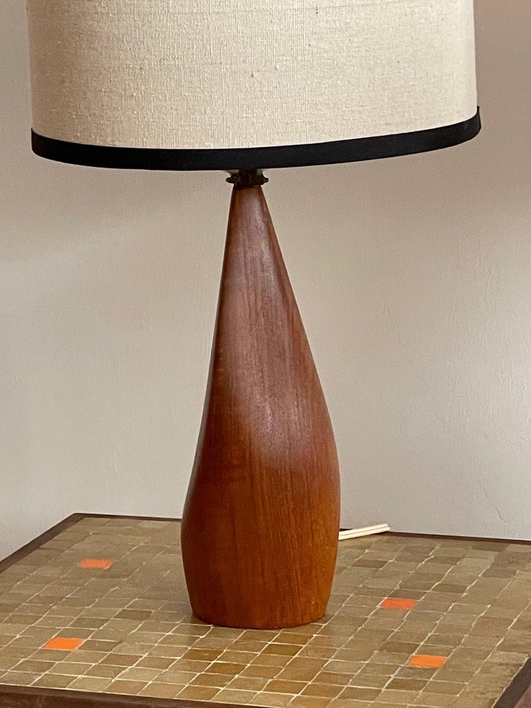 Pair of Biomorphic Danish Teak Lamps by Ernst Henriksen For Sale 7