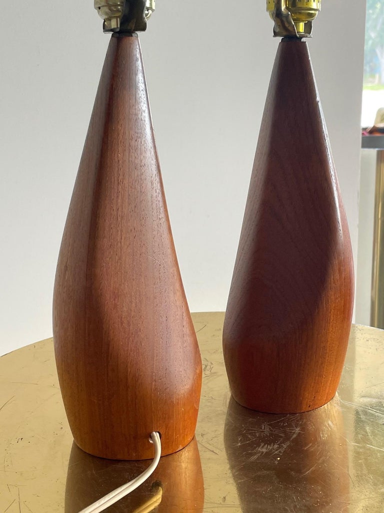 Pair of Biomorphic Danish Teak Lamps by Ernst Henriksen For Sale at 1stDibs