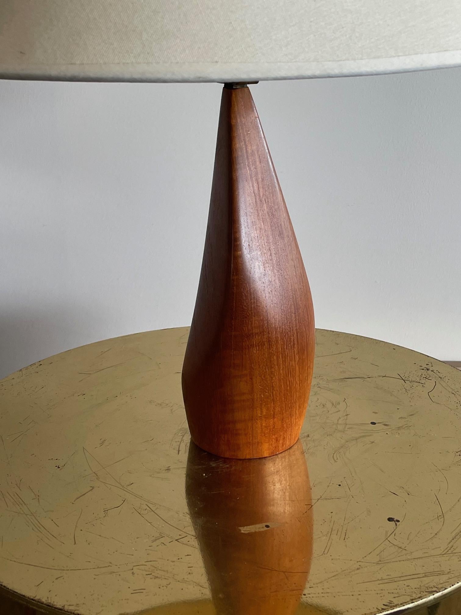 Mid-Century Modern Pair of Biomorphic Danish Teak Lamps by Ernst Henriksen
