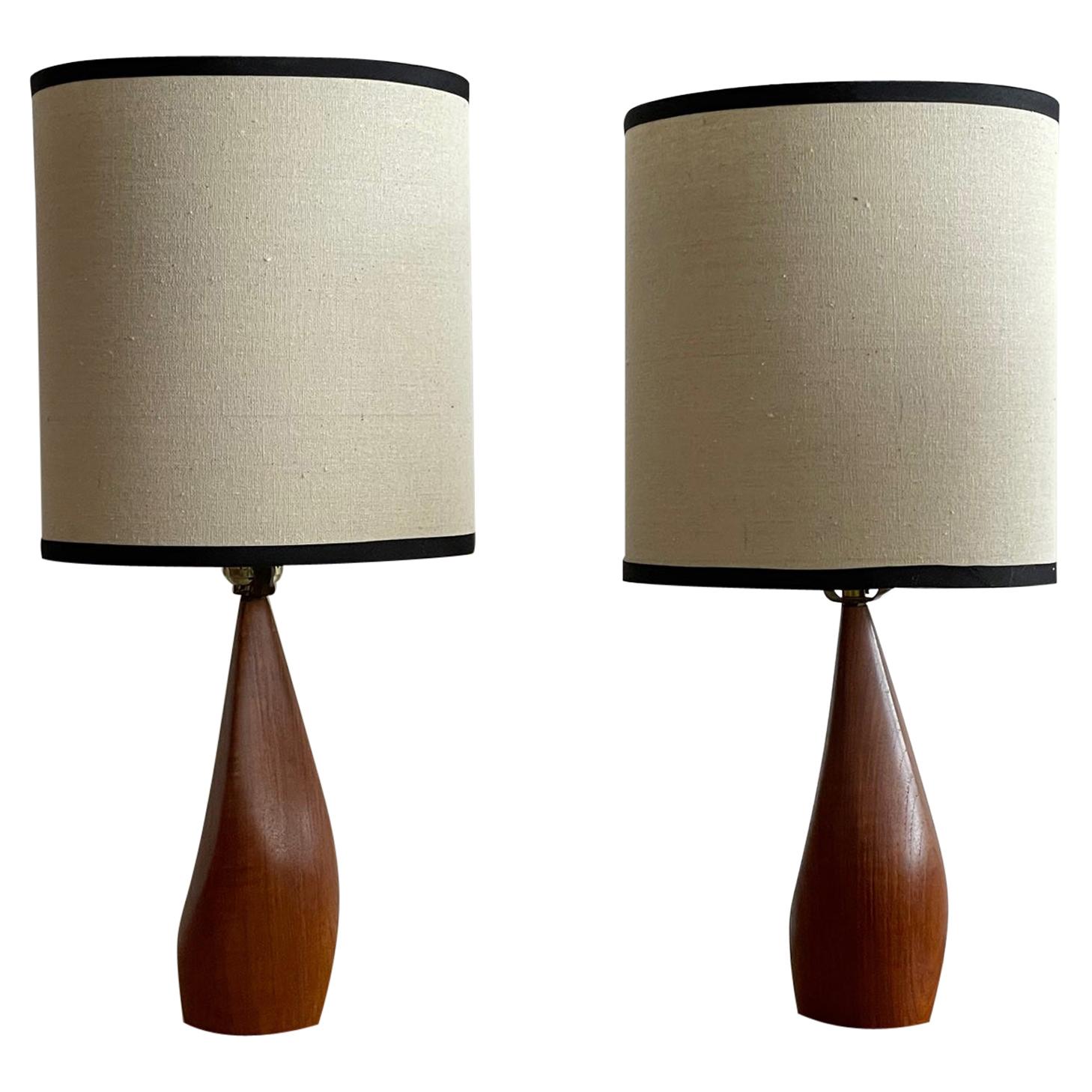 Pair of Biomorphic Danish Teak Lamps by Ernst Henriksen