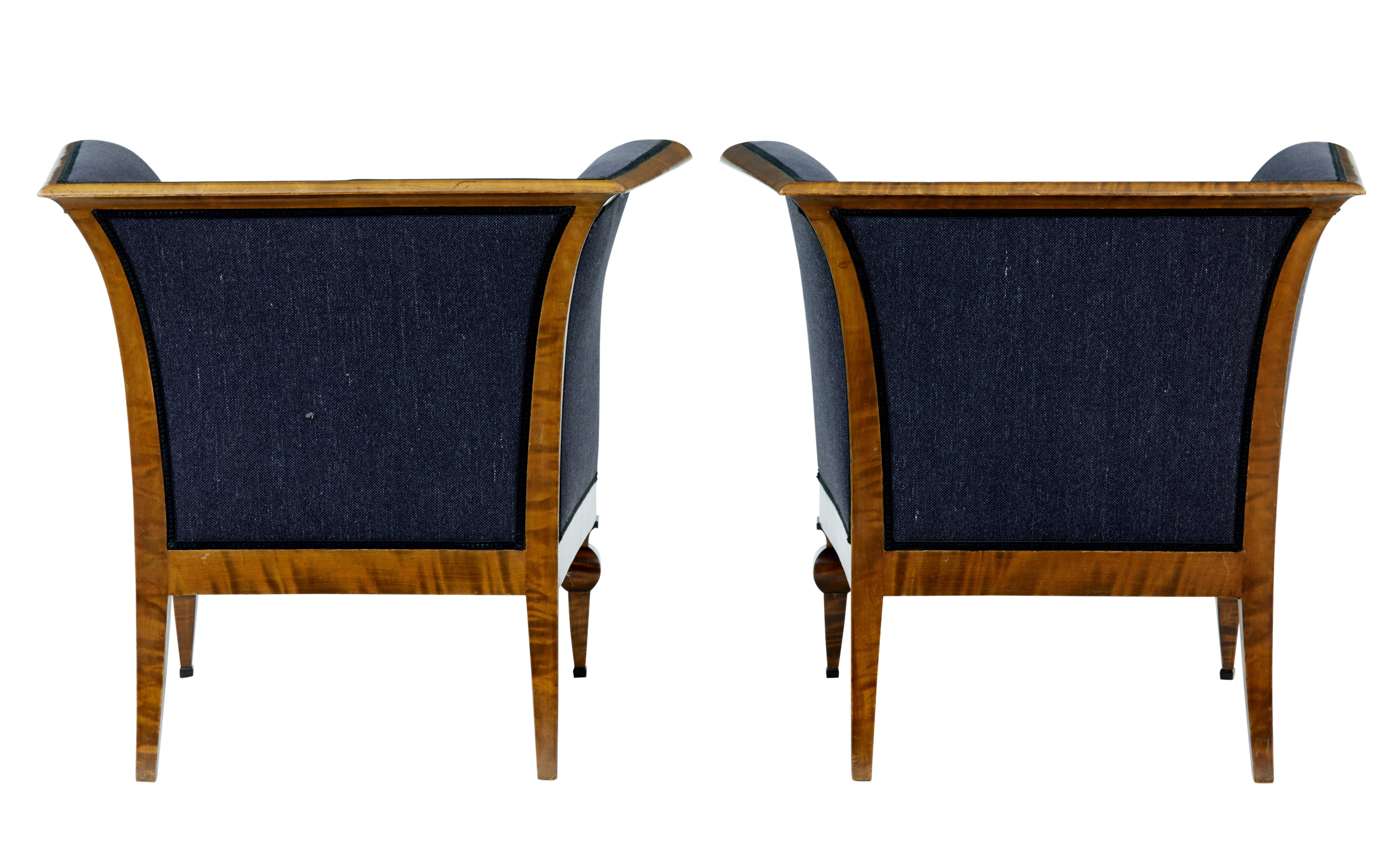 Art Deco Pair of Birch 1920s Armchair Attributed to David Blomberg