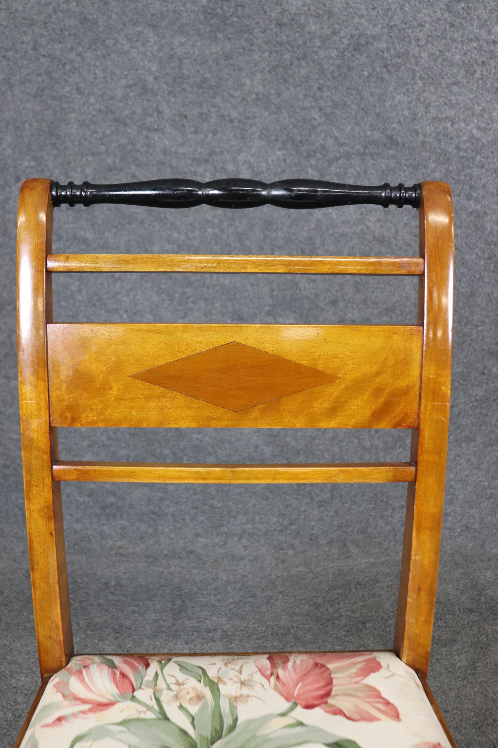 European Pair of Birch Antique Biedermeier Style Side chairs with Ebonized Accents For Sale