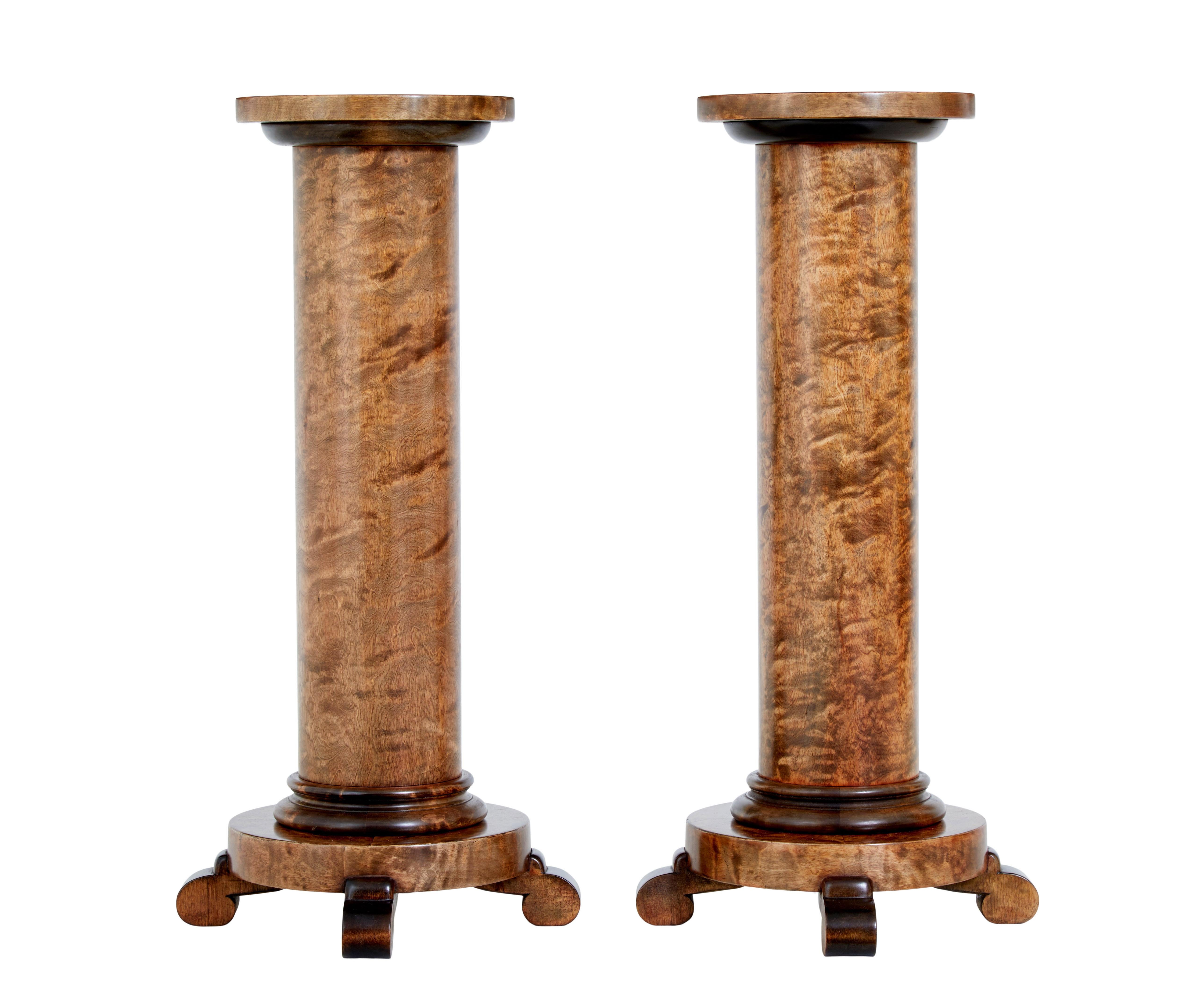 20th Century Pair of birch art deco pedestals For Sale