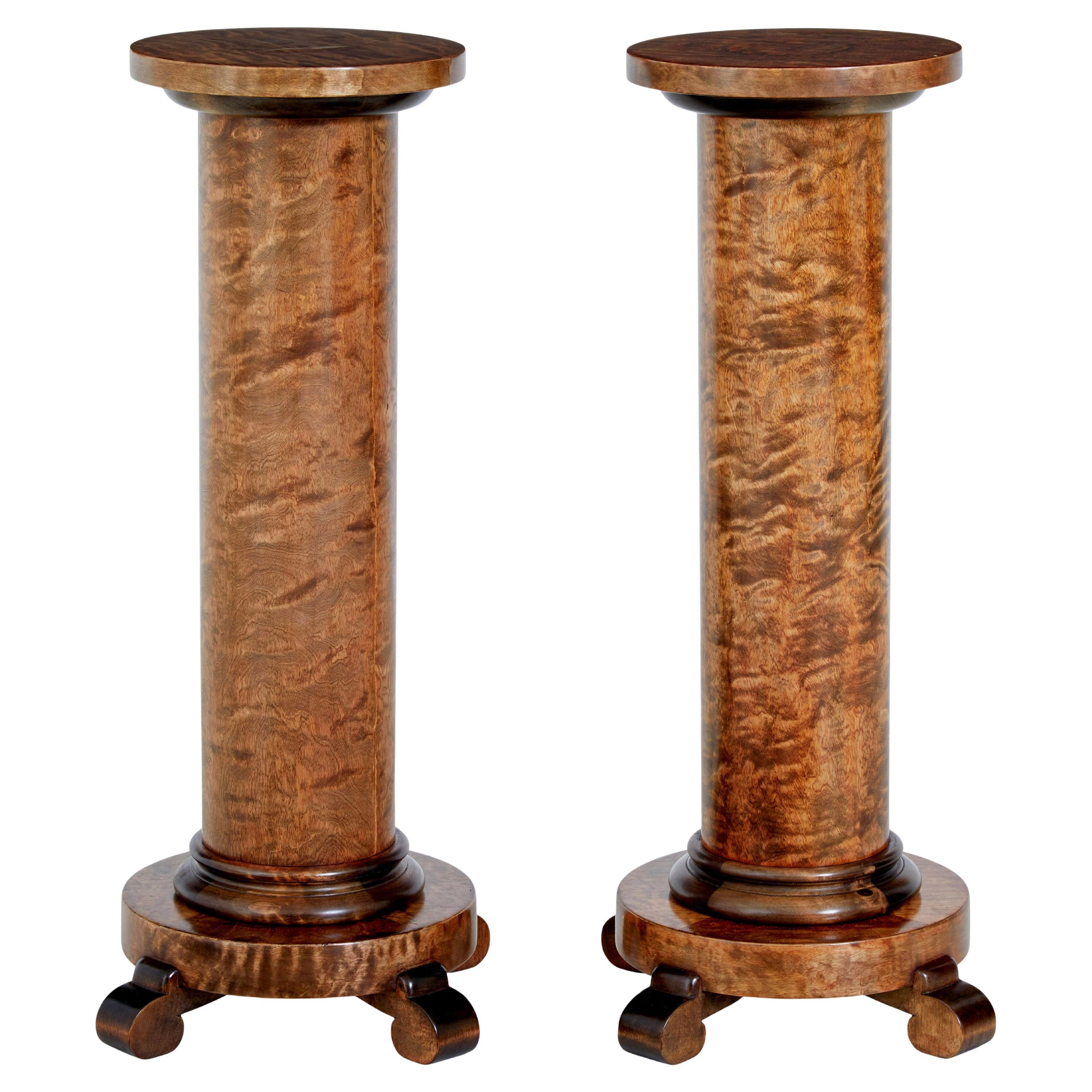 Pair of birch art deco pedestals