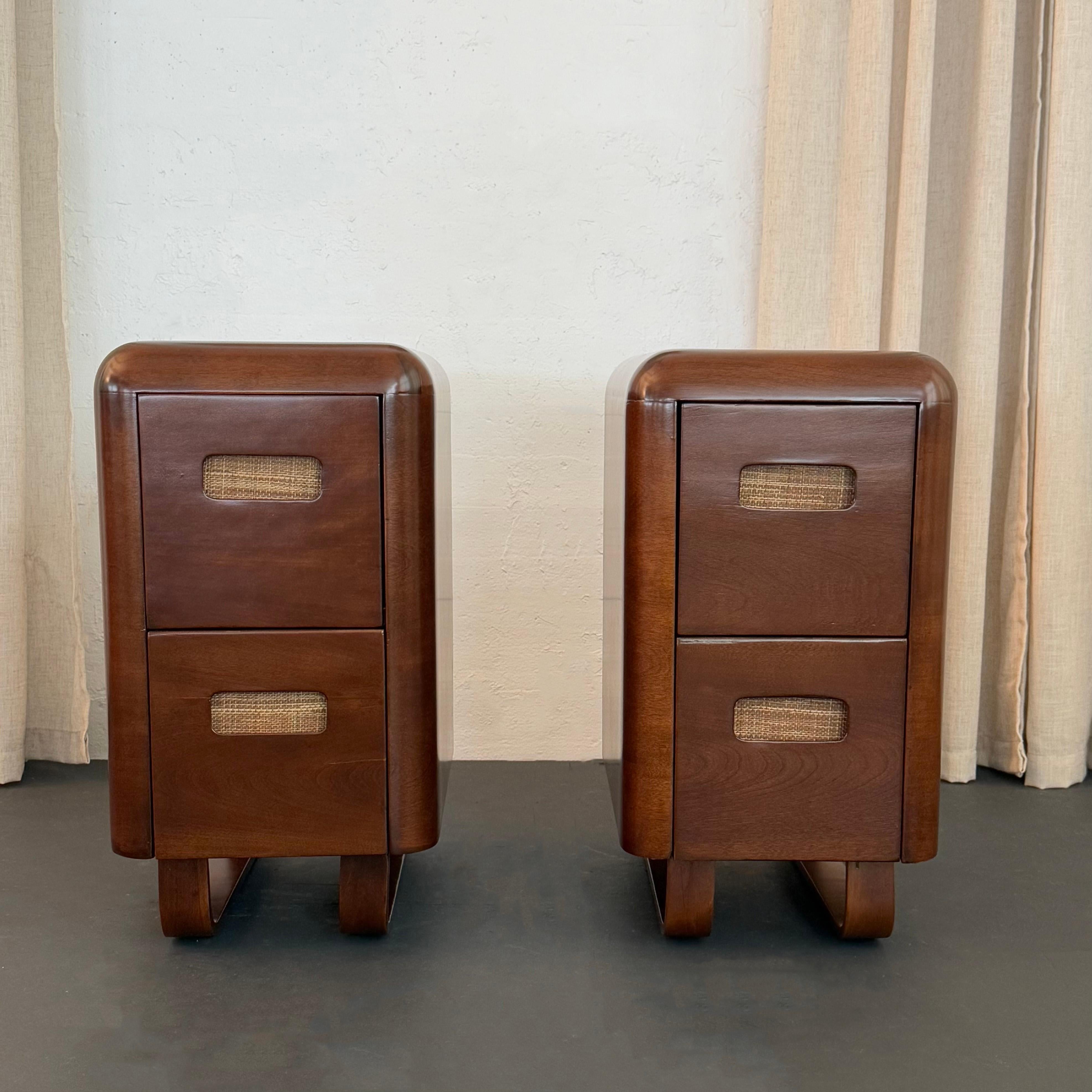 Art Deco Pair Of Birch Bentwood Night Stands By Paul Goldman For Plymodern For Sale