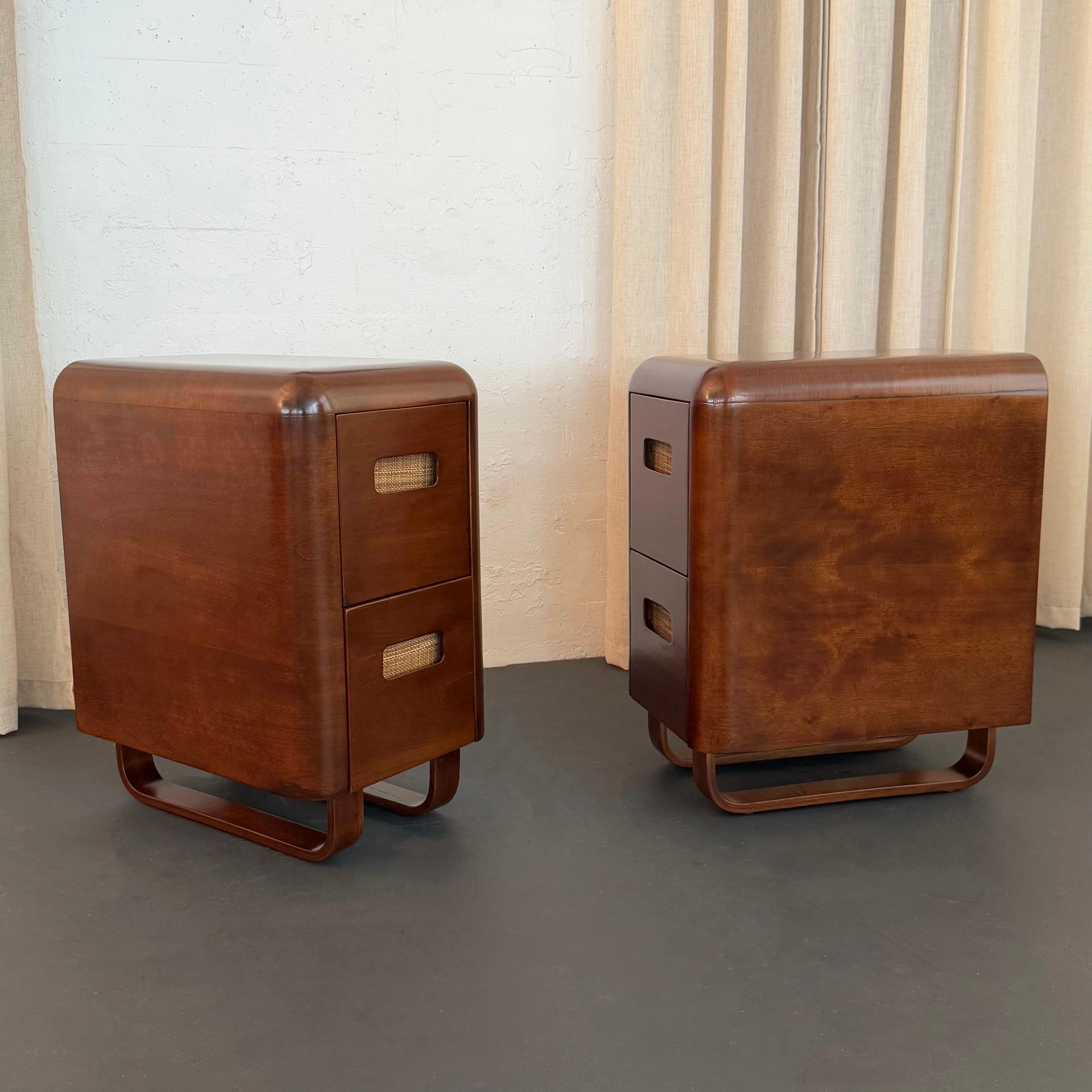 Pair Of Birch Bentwood Night Stands By Paul Goldman For Plymodern In Good Condition For Sale In Brooklyn, NY