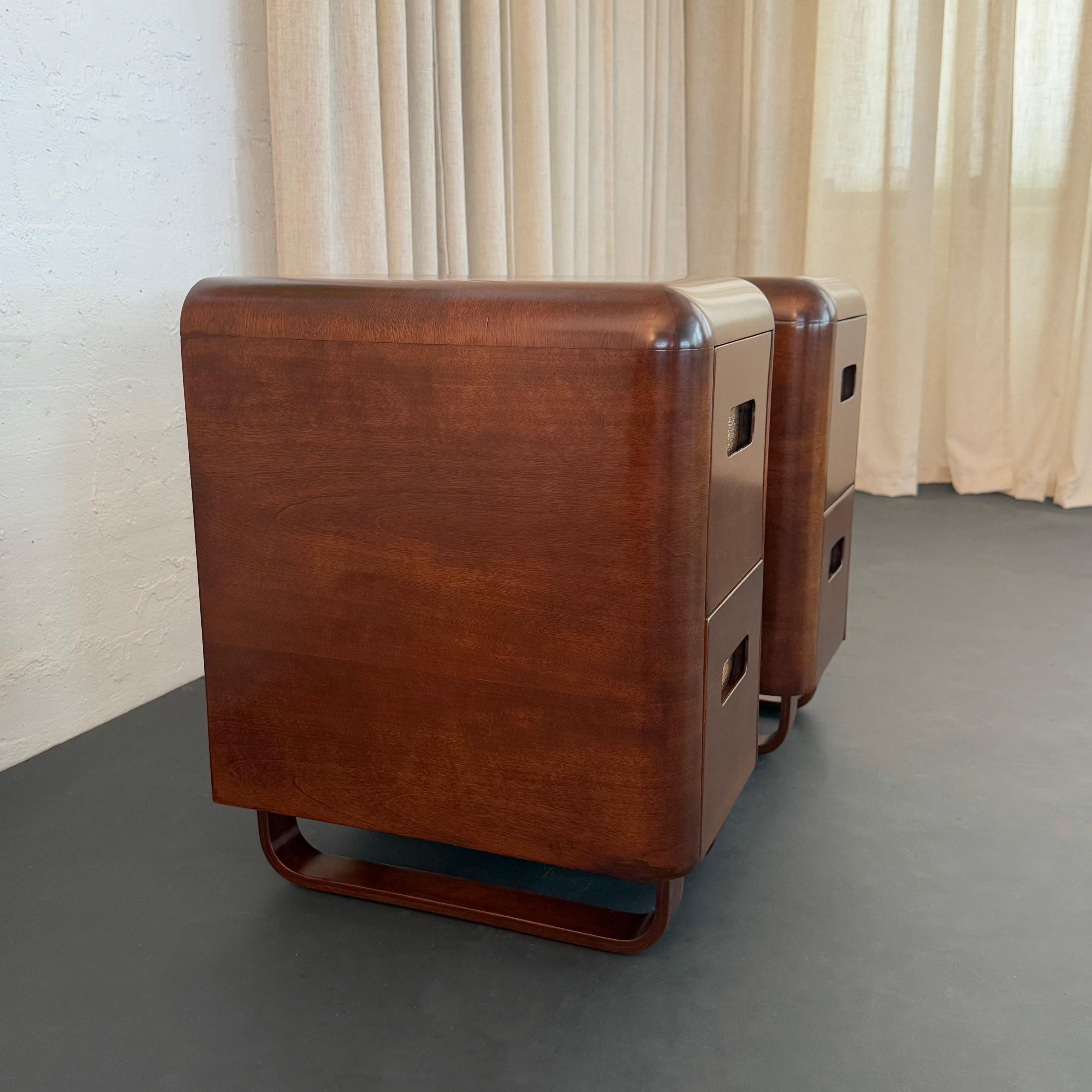 Pair Of Birch Bentwood Night Stands By Paul Goldman For Plymodern For Sale 1