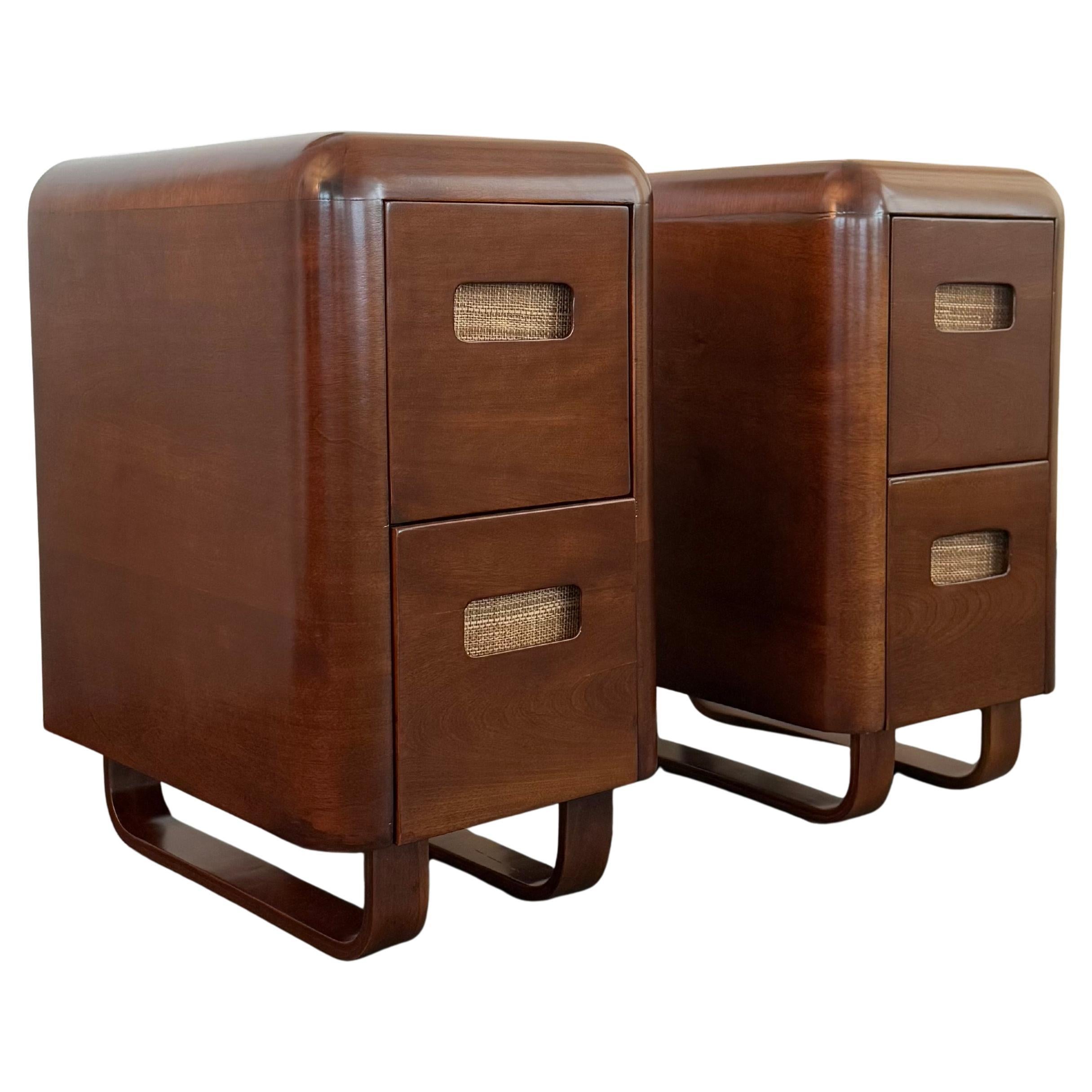 Pair Of Birch Bentwood Night Stands By Paul Goldman For Plymodern For Sale