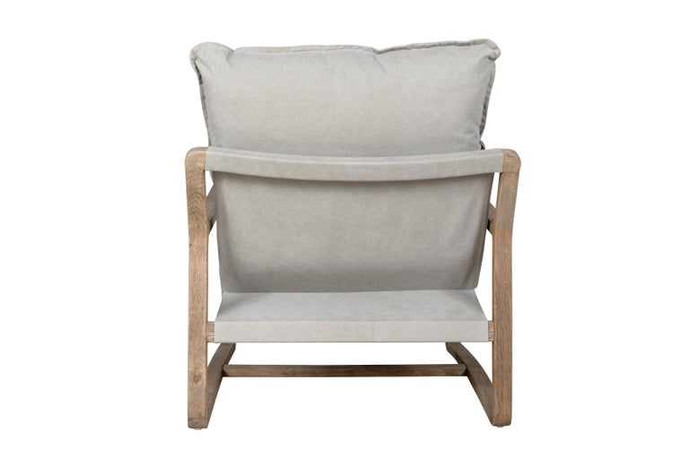 Contemporary Pair of Birch Frame, Canvas Cushioned Sling Chair For Sale