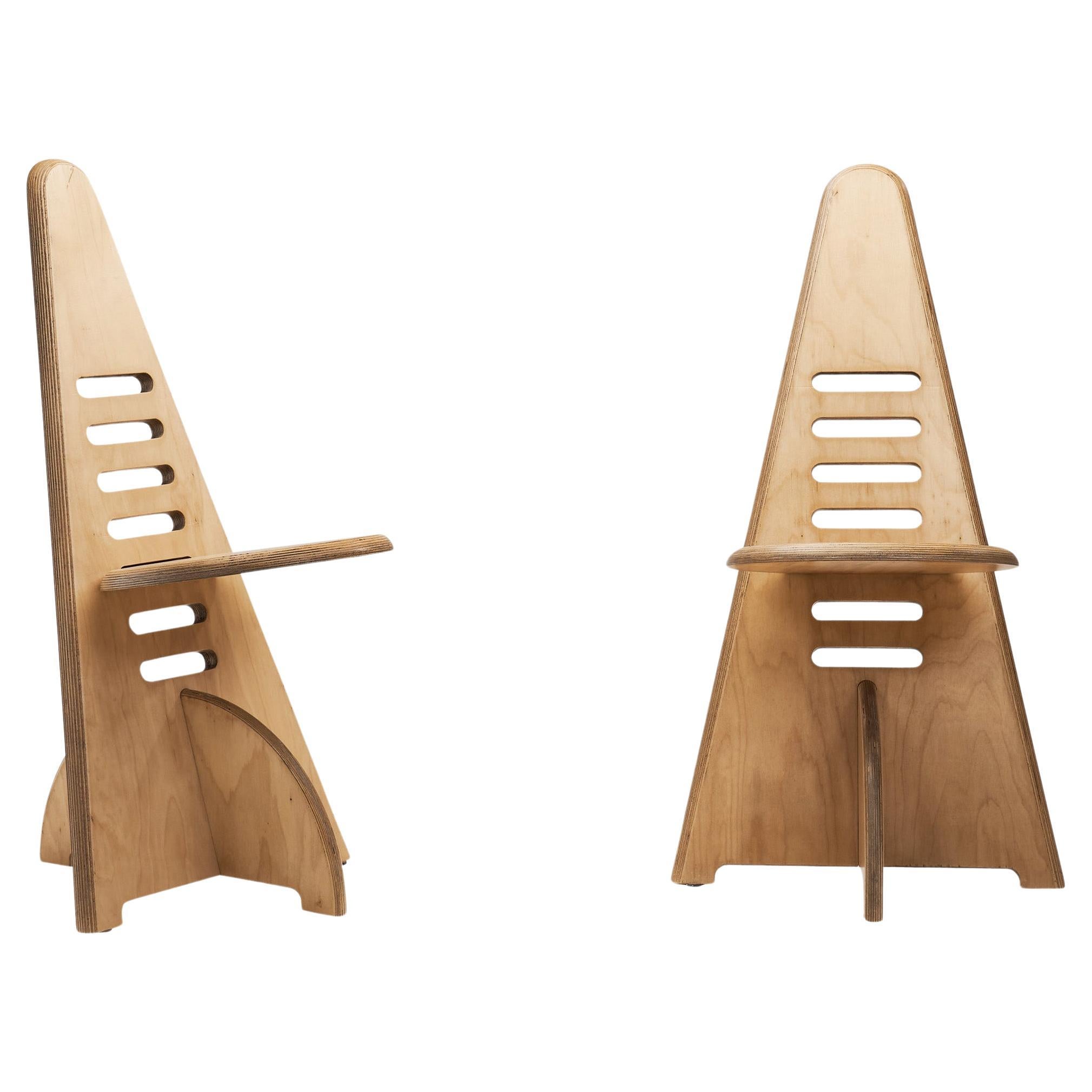 Pair of Birch "Lundi-sit" Chairs by Gijs Boelaars for Lundia, Netherlands 1970s