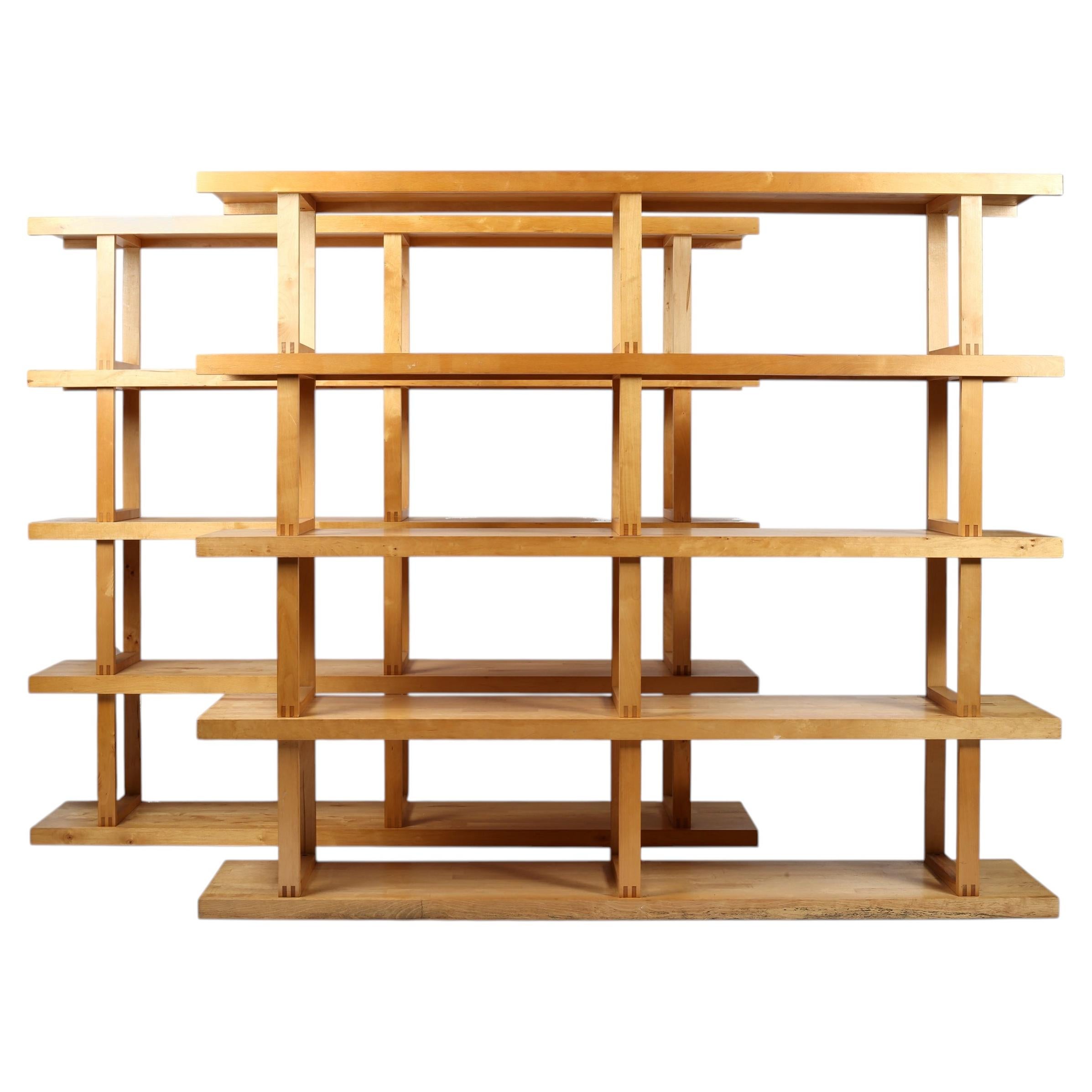 Pair of Birch Postmodern Minimalist Open Shelves For Sale