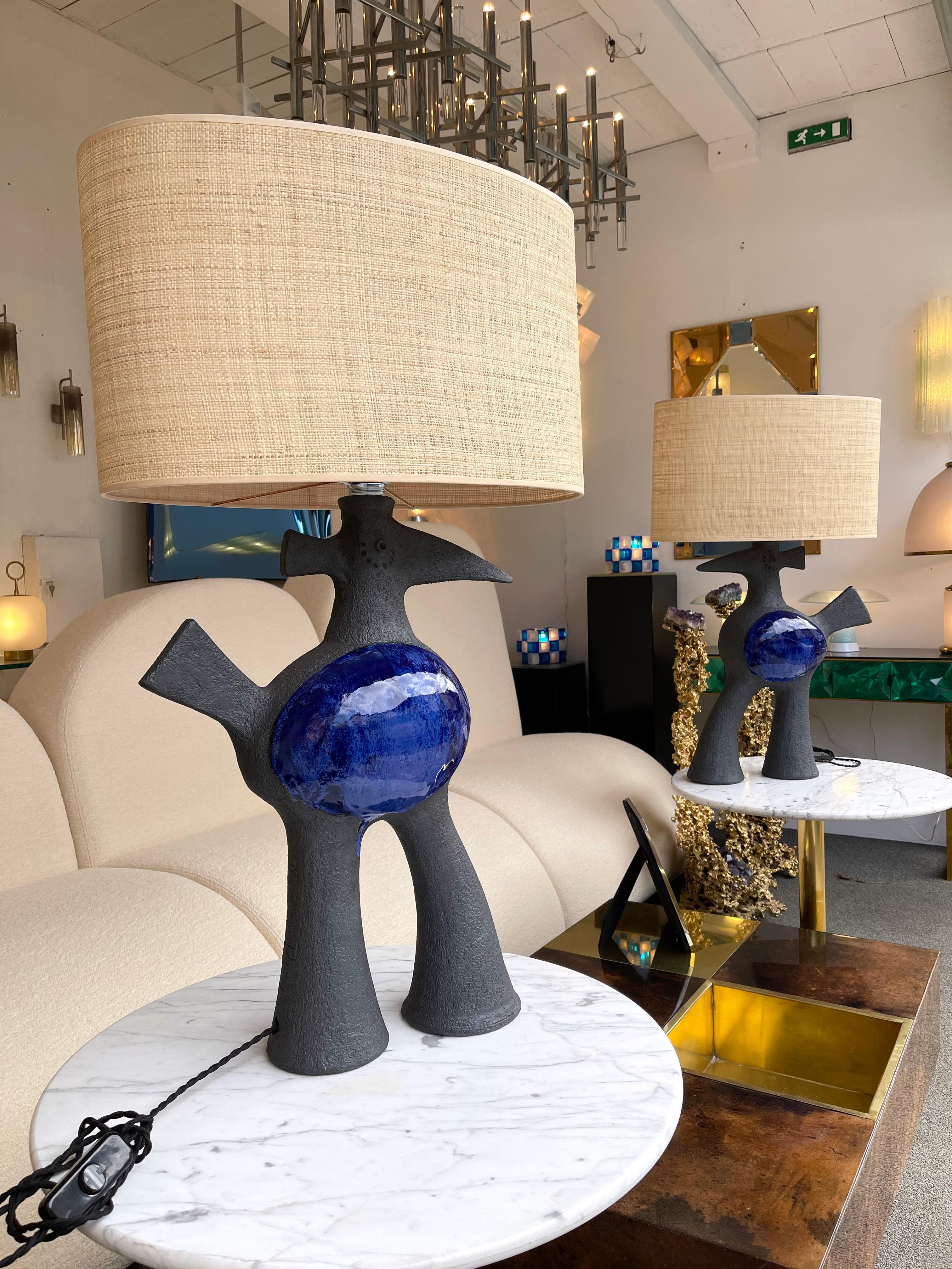 Pair of Bird Ceramic Lamps by Dominique Pouchain, France, 2020 7