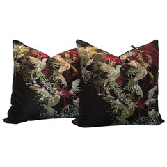 Pair of Bird Embroidered Luxe Throw Pillows by Rodeo Home Beverly Hills