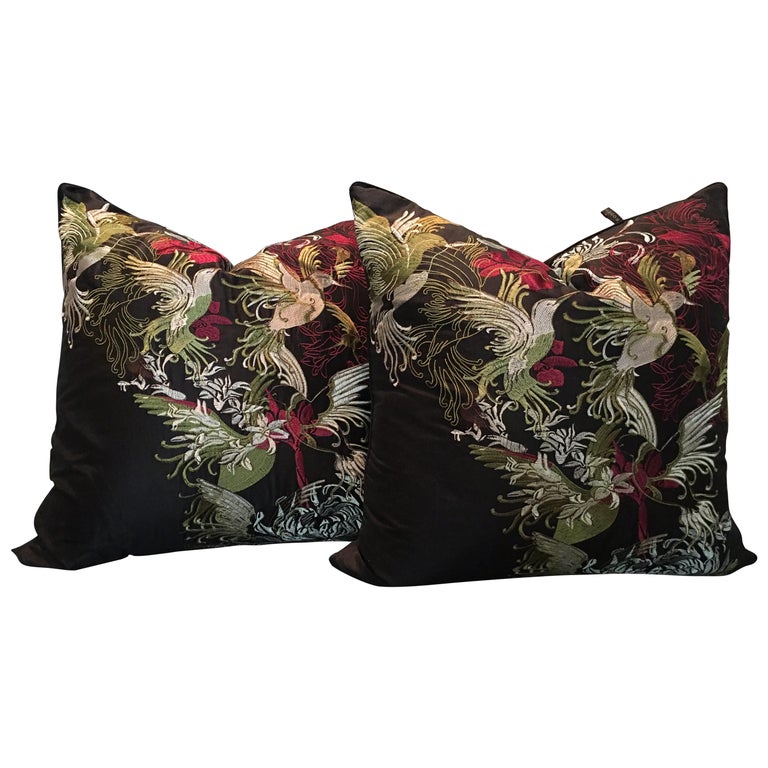 Pair Of Bird Embroidered Luxe Throw Pillows By Rodeo Home Beverly