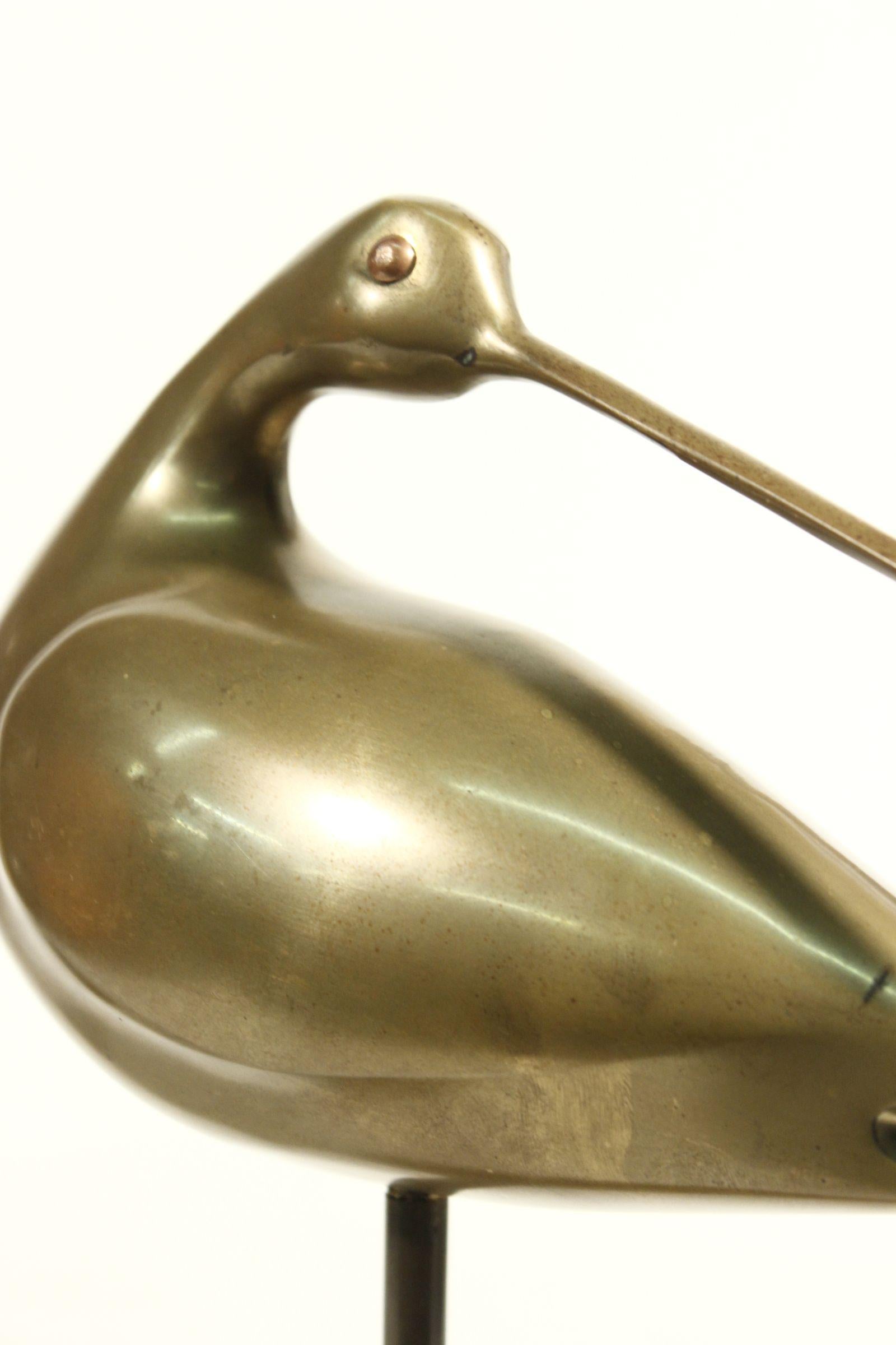 Pair of bird sculptures in brass, 1960s 4