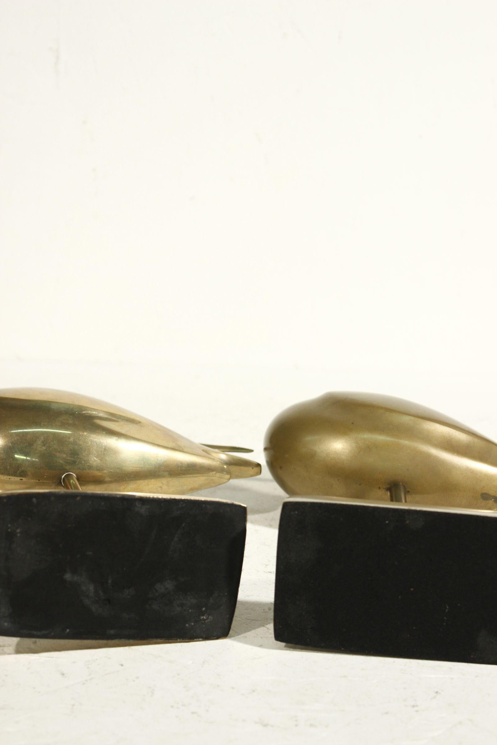 Pair of bird sculptures in brass, 1960s 6