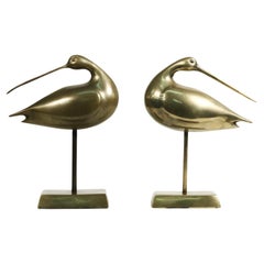 Paire de sculptures d'oiseaux en laiton, années 1960